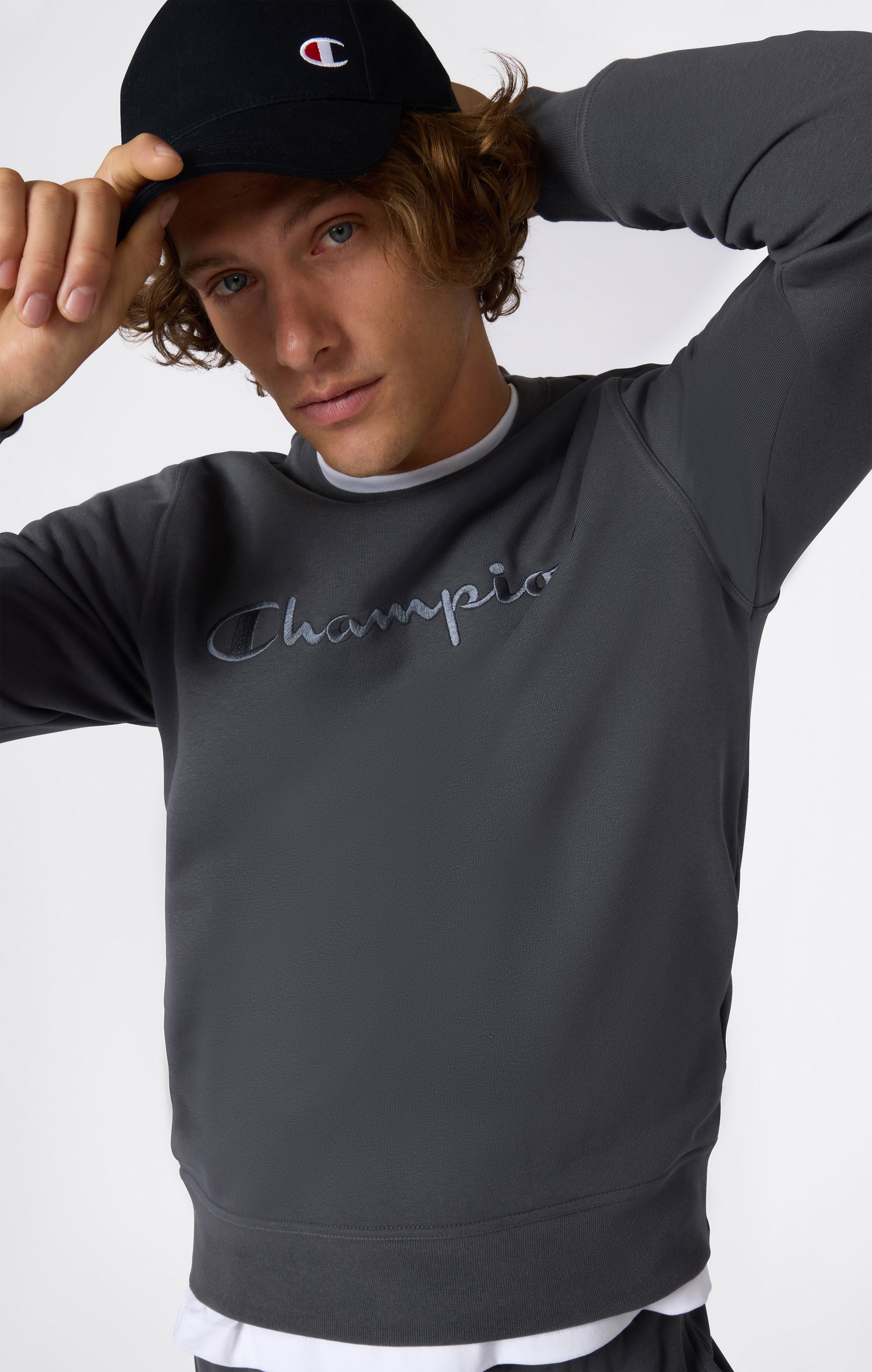 Herren Fleece-Sweatshirt mit Großem Gesticktem Logo Icons