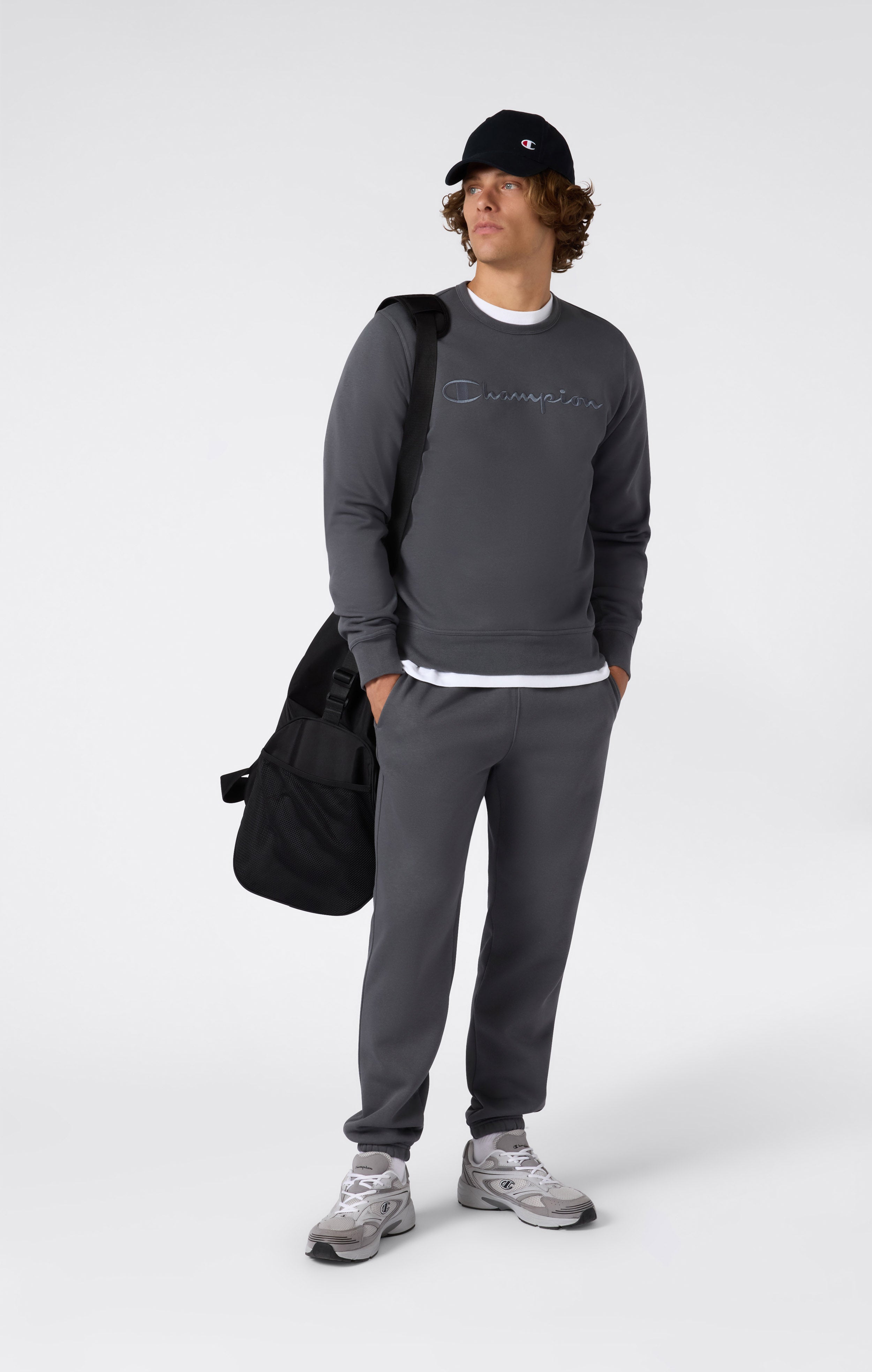 Herren Fleece-Sweatshirt mit Großem Gesticktem Logo Icons