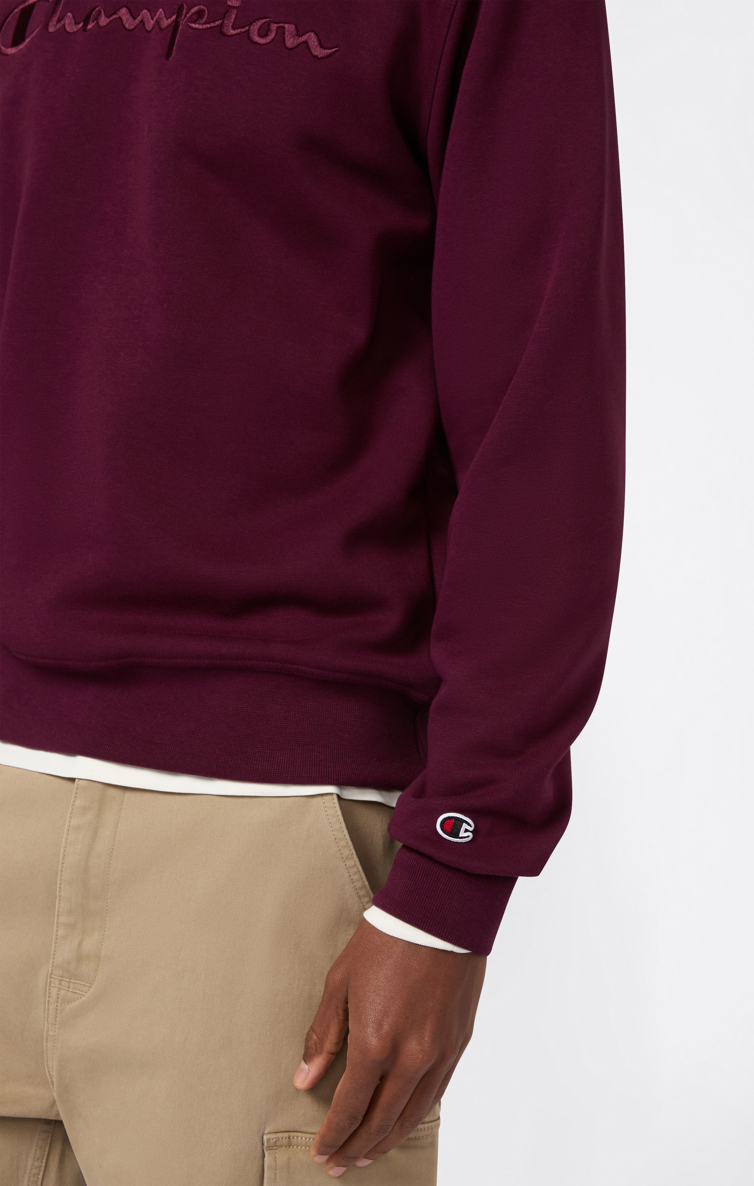 Men’s Fleece Crewneck Sweatshirt with Big Embroidered Logo Icons