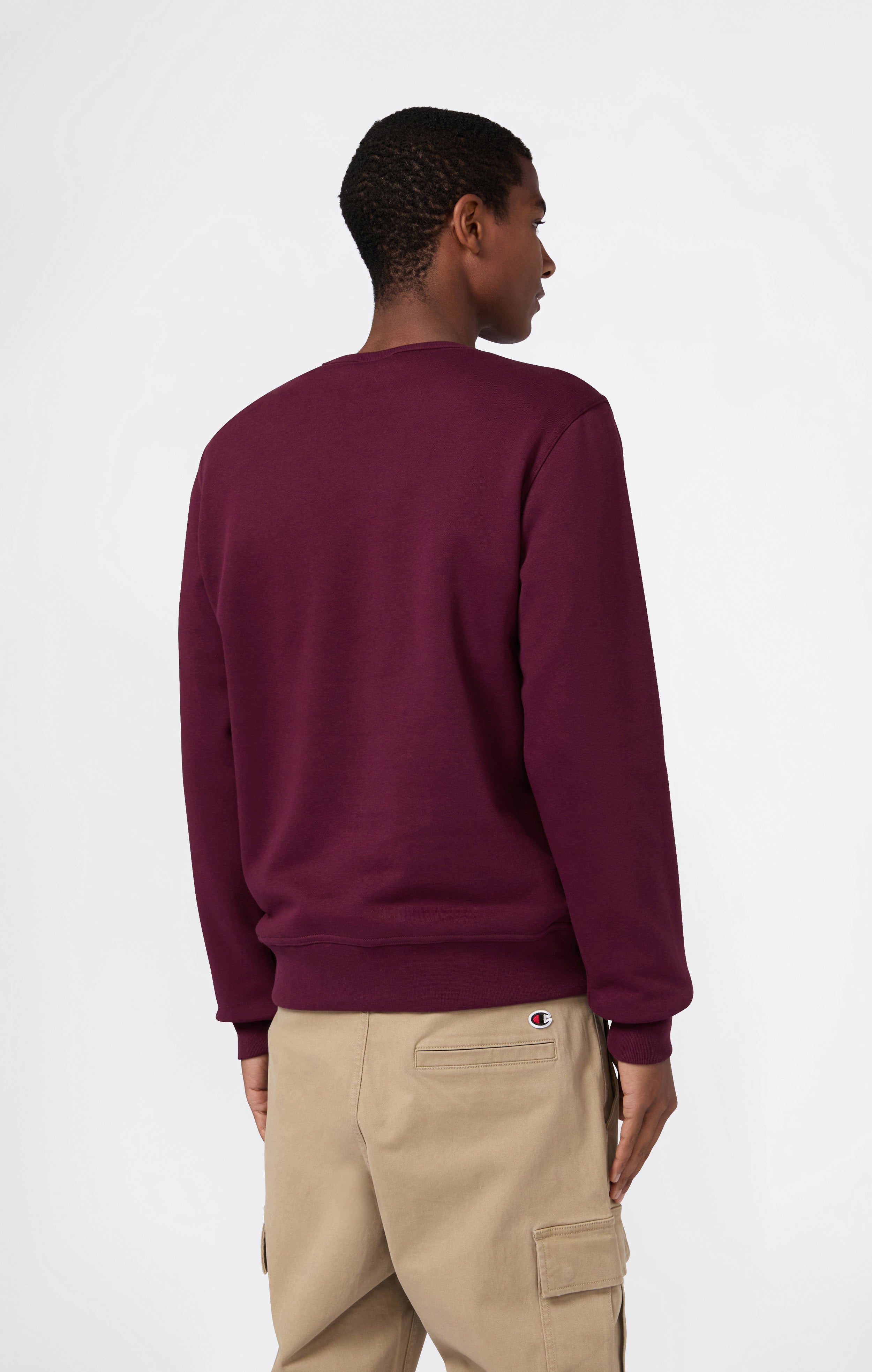 Men’s Fleece Crewneck Sweatshirt with Big Embroidered Logo Icons