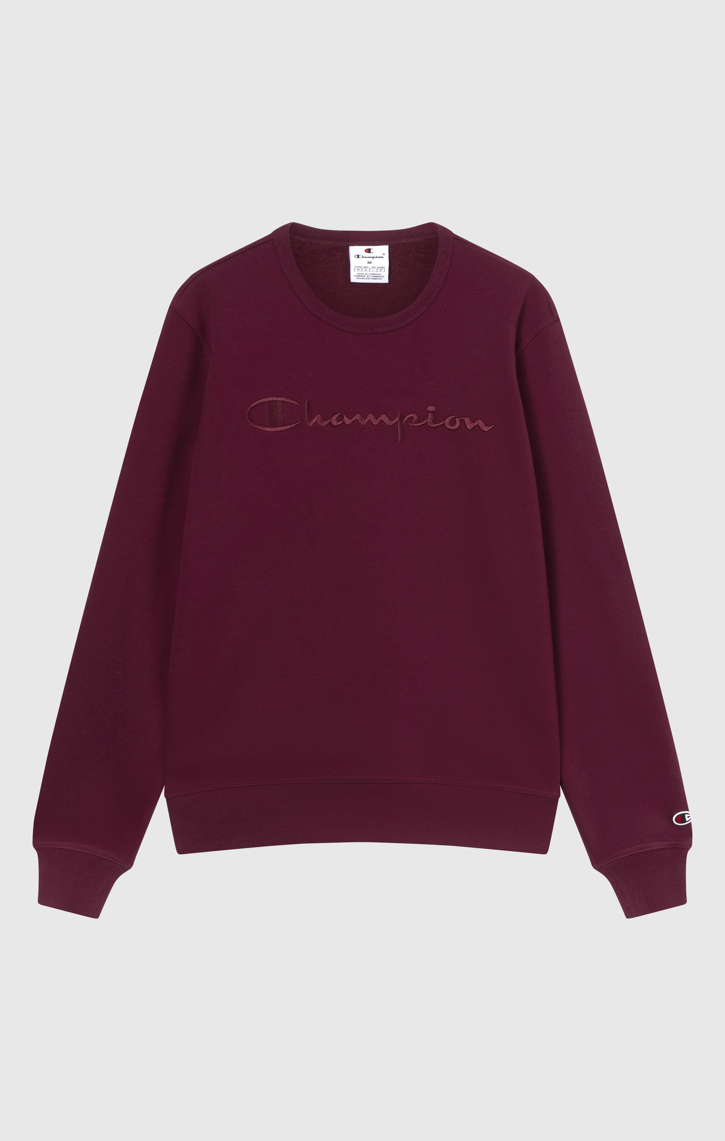 Men’s Fleece Crewneck Sweatshirt with Big Embroidered Logo Icons