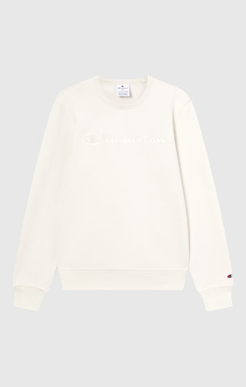 Men’s Fleece Crewneck Sweatshirt with Big Embroidered Logo Icons