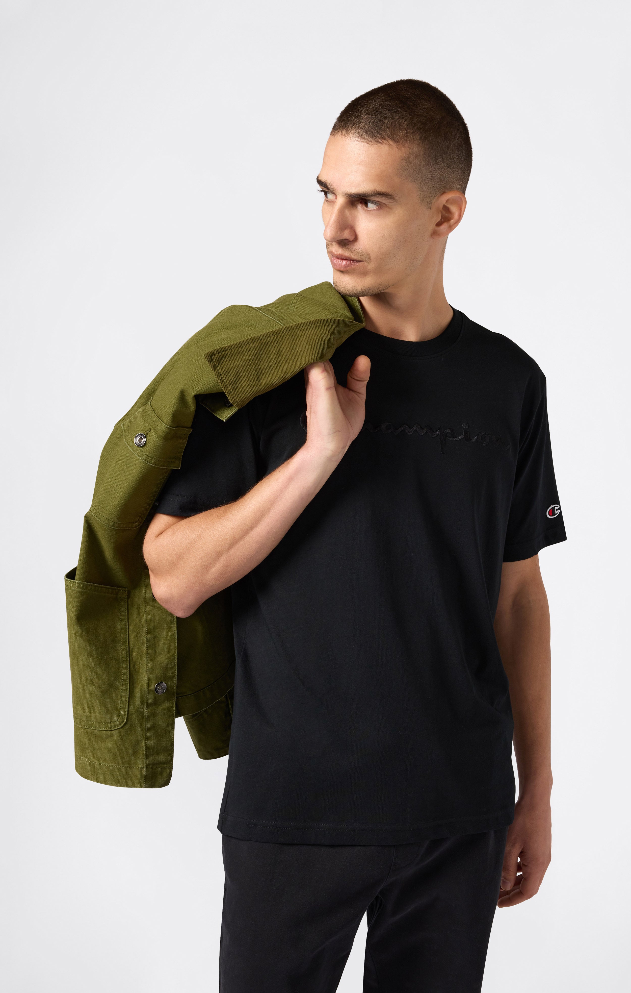 Men’s T-Shirt with Big Embroidery Logo Icons