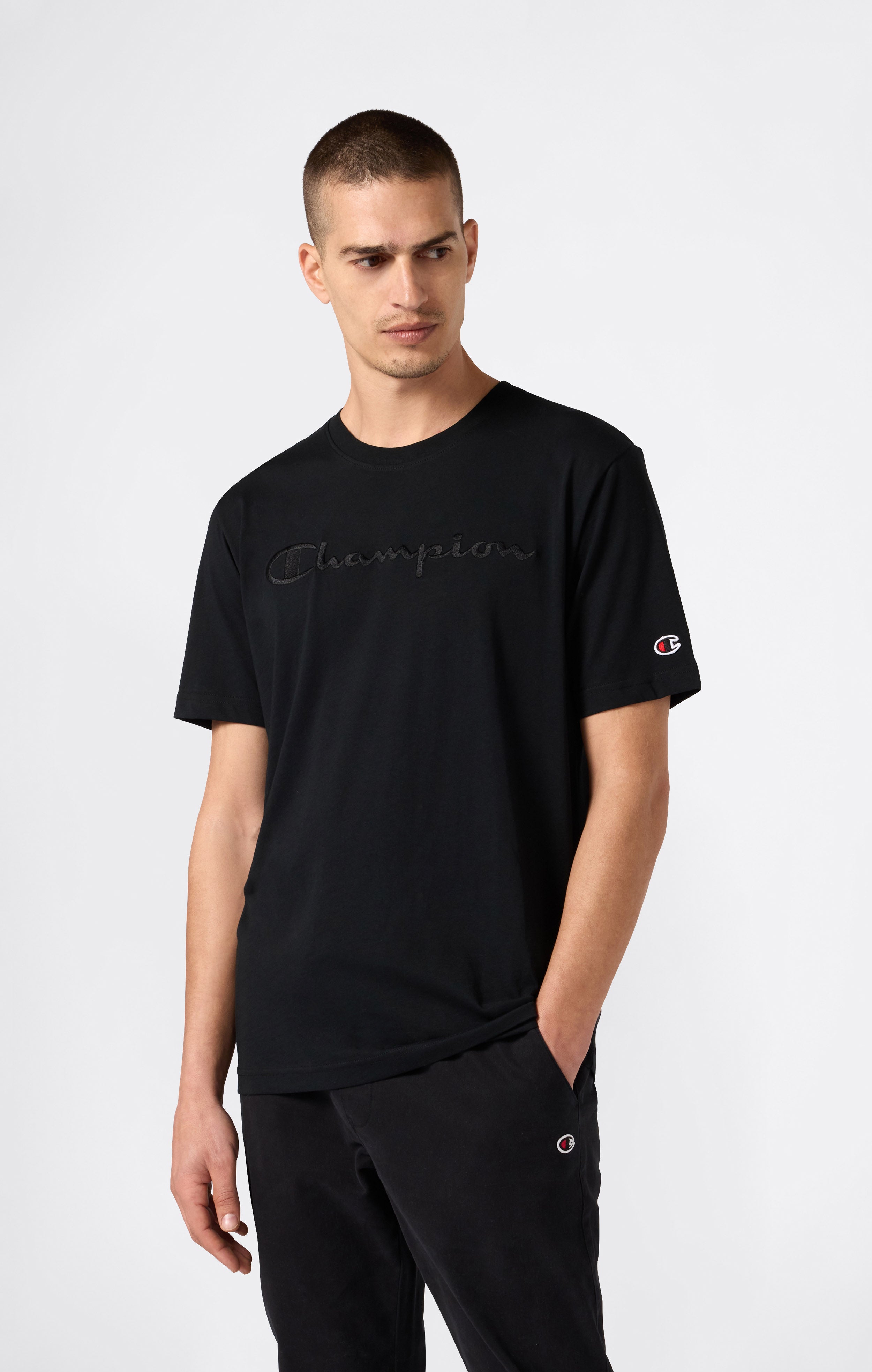 Men’s T-Shirt with Big Embroidery Logo Icons
