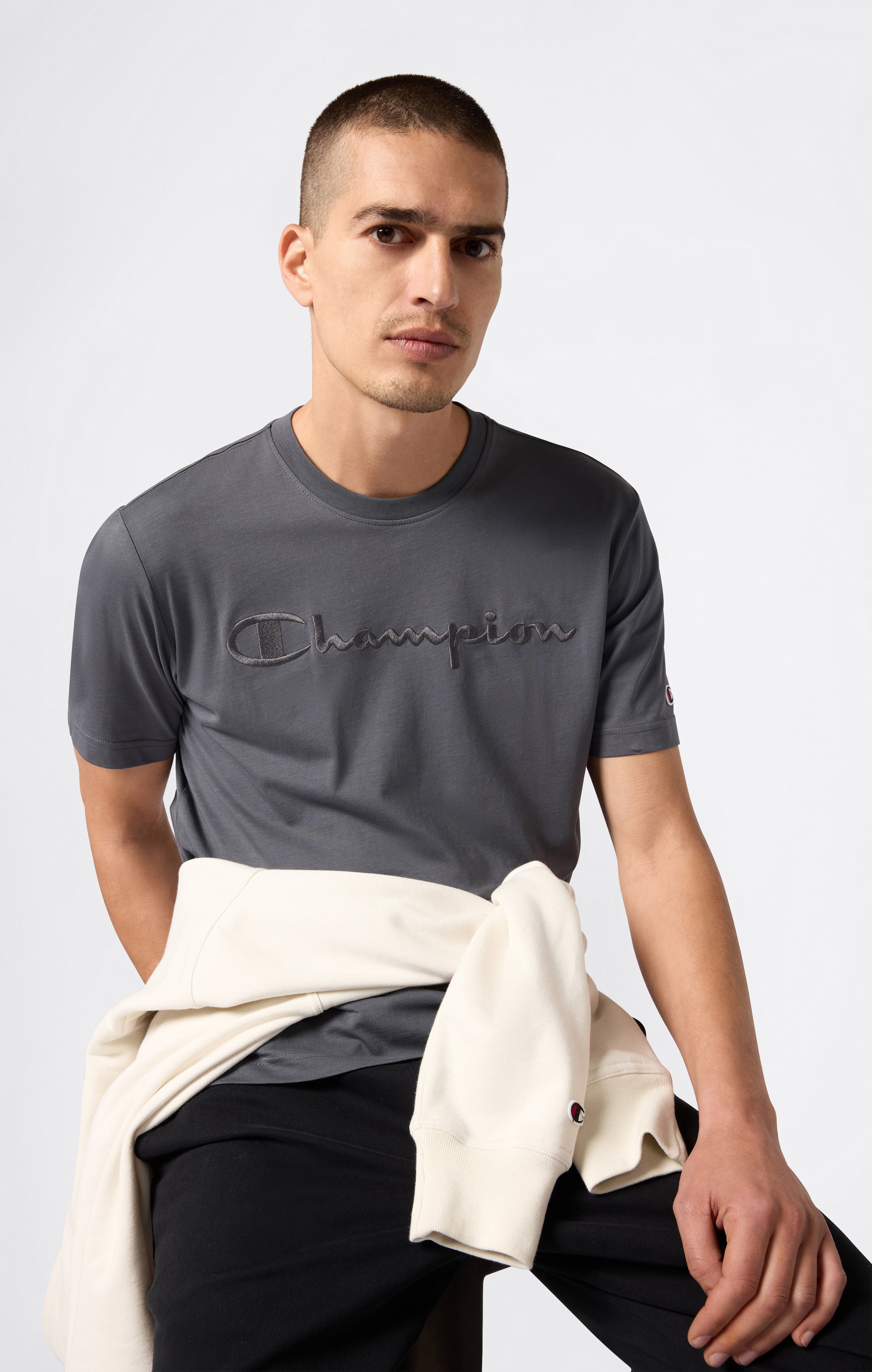 Men’s T-Shirt with Big Embroidery Logo Icons