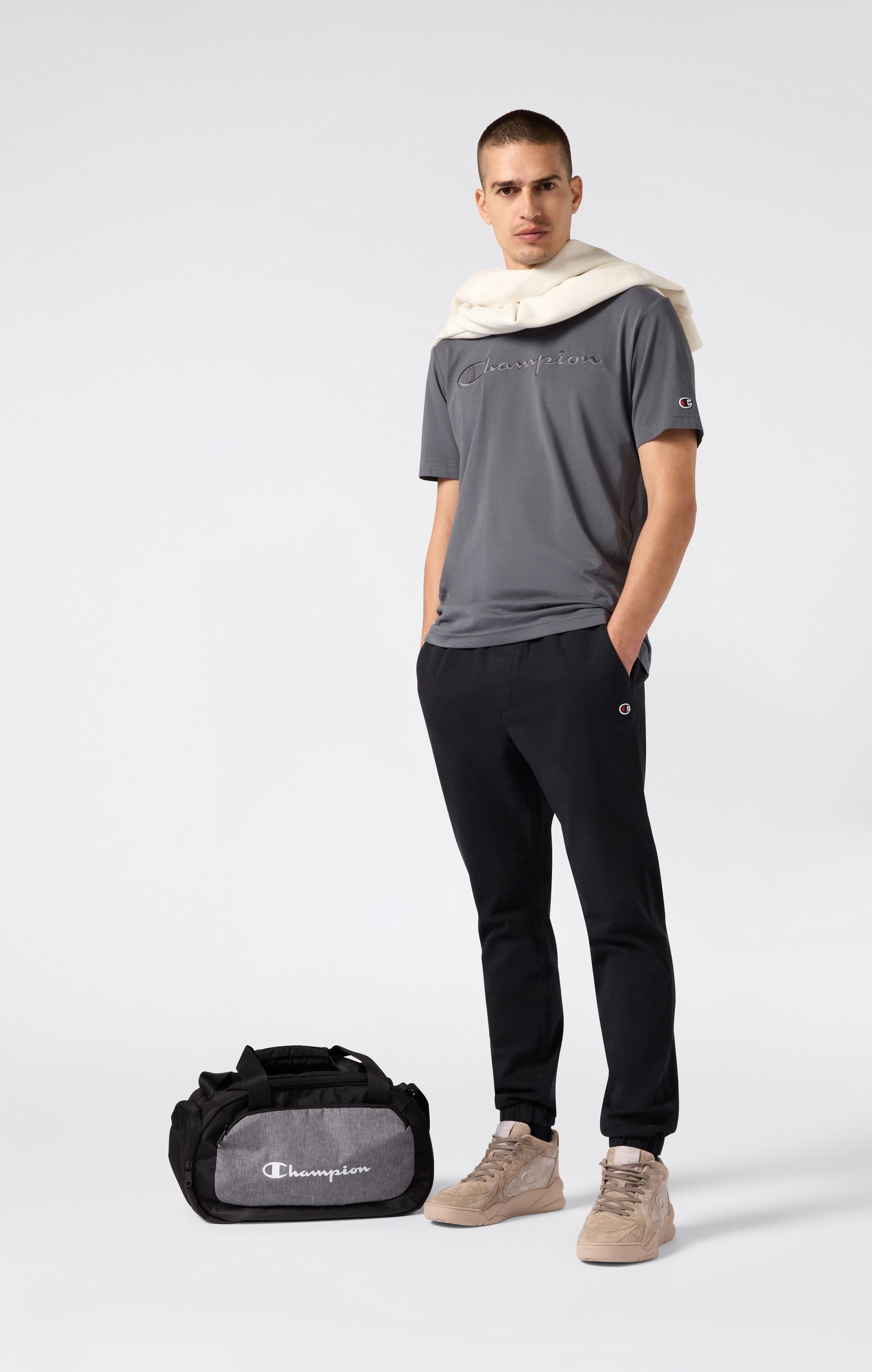 Men’s T-Shirt with Big Embroidery Logo Icons