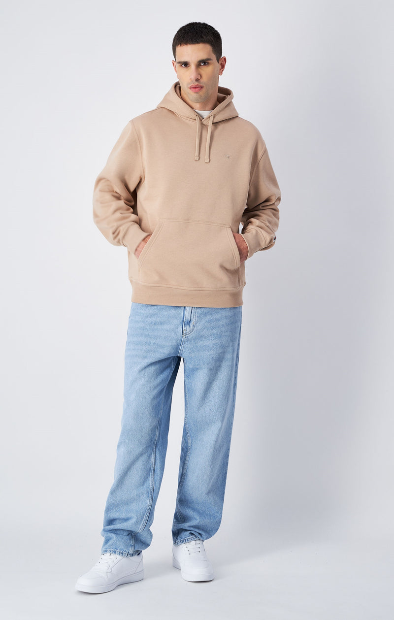 Sudadera con capucha de felpa con logotipo a tono