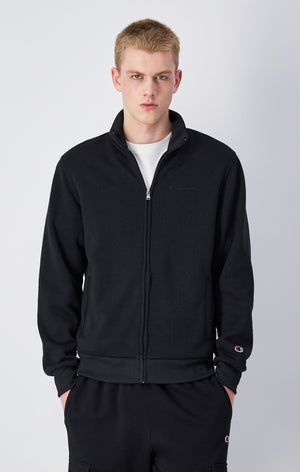 Strick-Sweatshirt mit Ton-in-Ton C-Logo und durchgehendem Reißverschluss