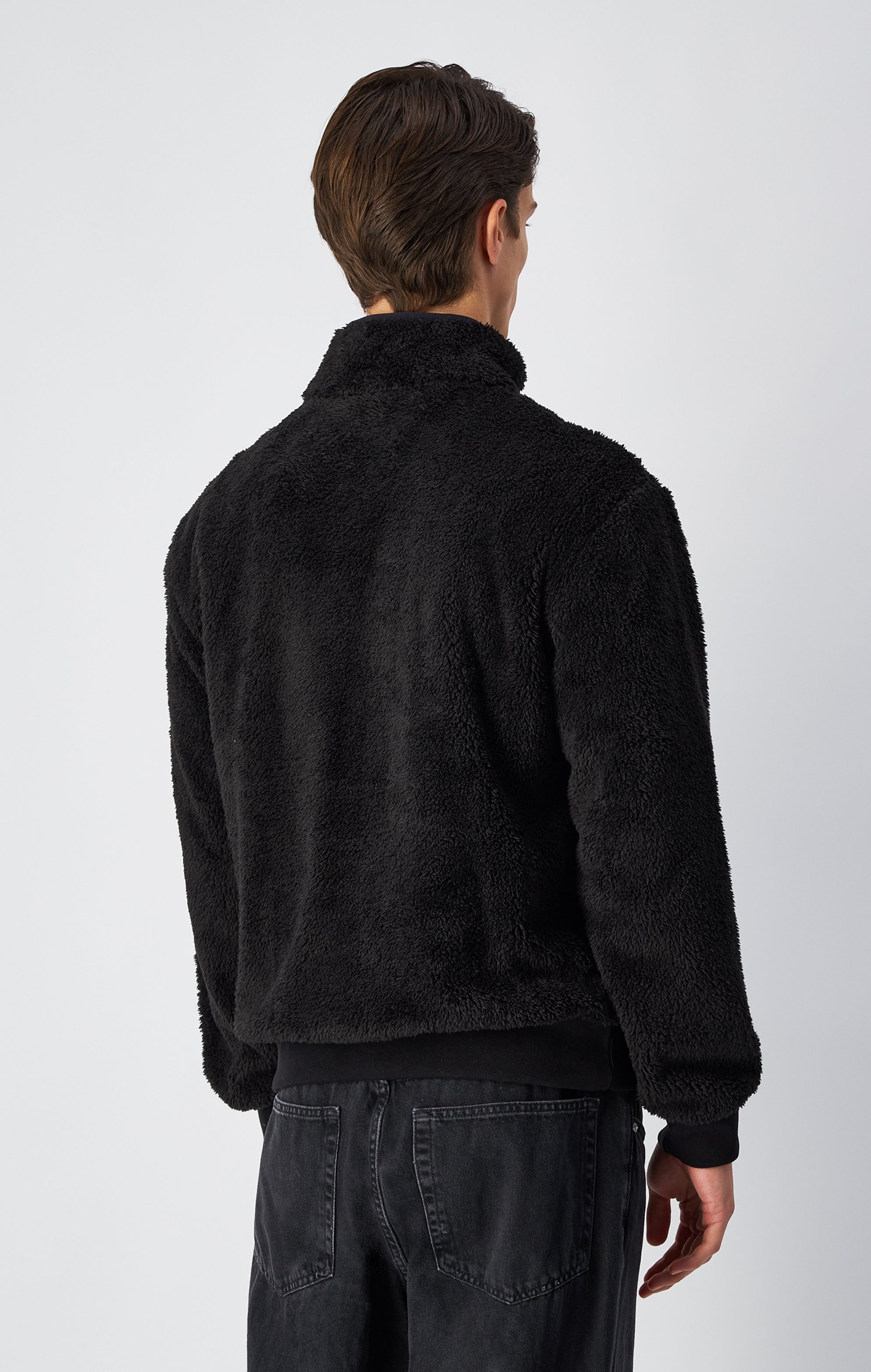 Pullover aus Teddy-Fleece mit Half-Zip-Verschluss