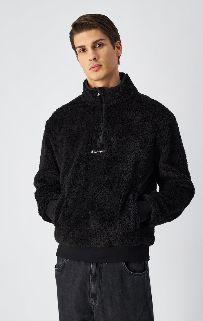 Pullover aus Teddy-Fleece mit Half-Zip-Verschluss