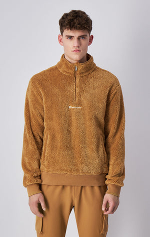 Pull-over demi-zippé en polaire teddy