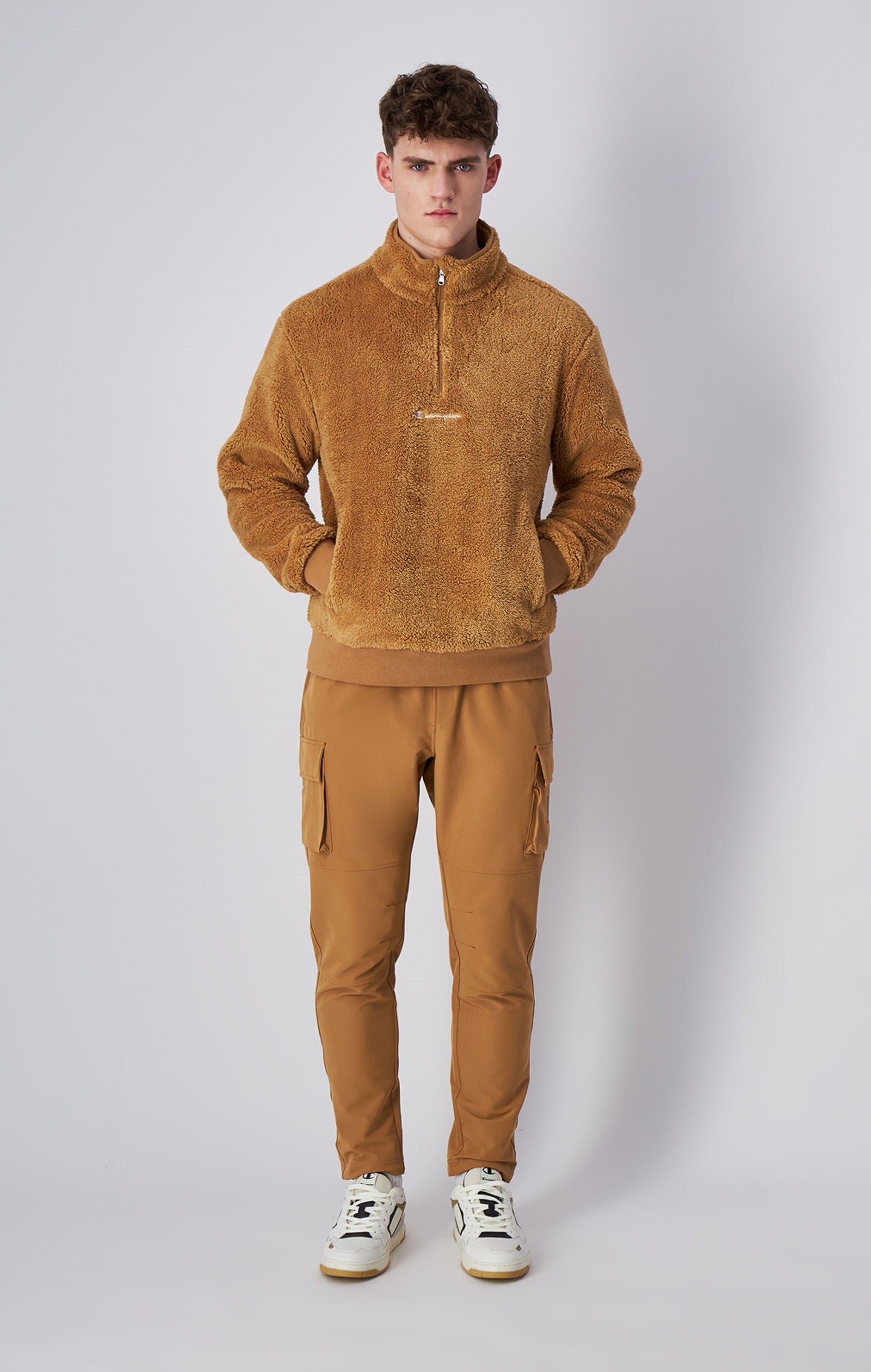 Pull-over demi-zippé en polaire teddy