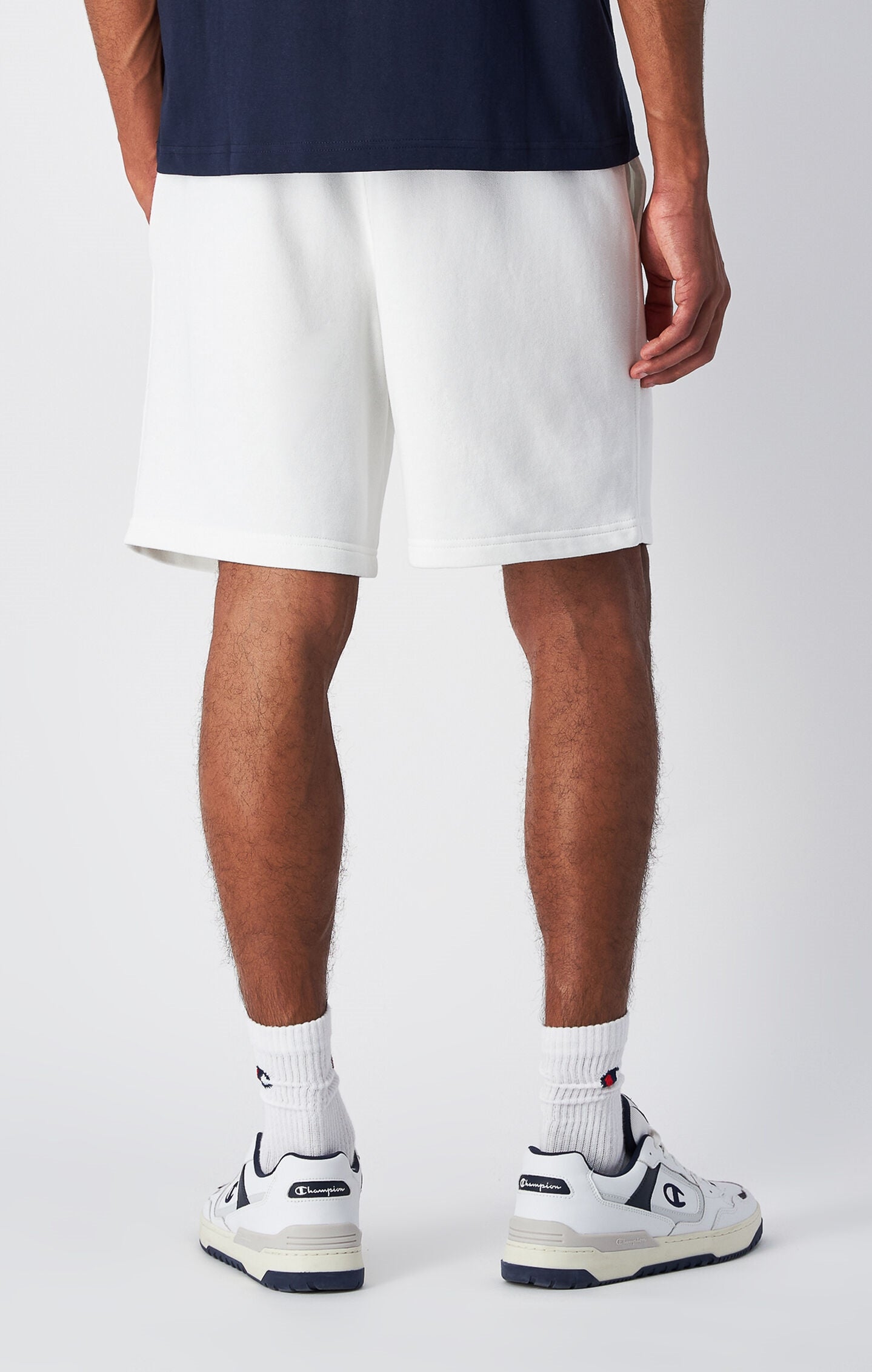 Men's Lightweight French Terry Shorts with Large Logo White