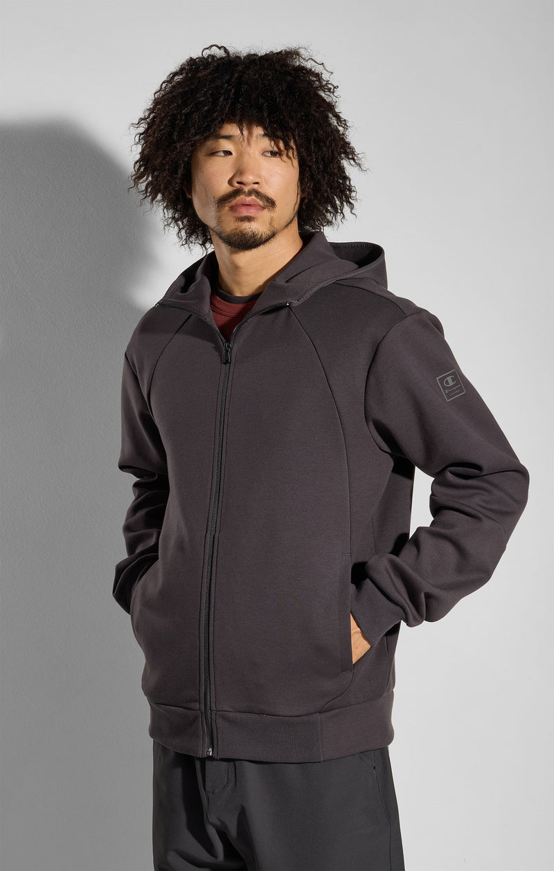 Sweatshirt à capuche zippé en interlock