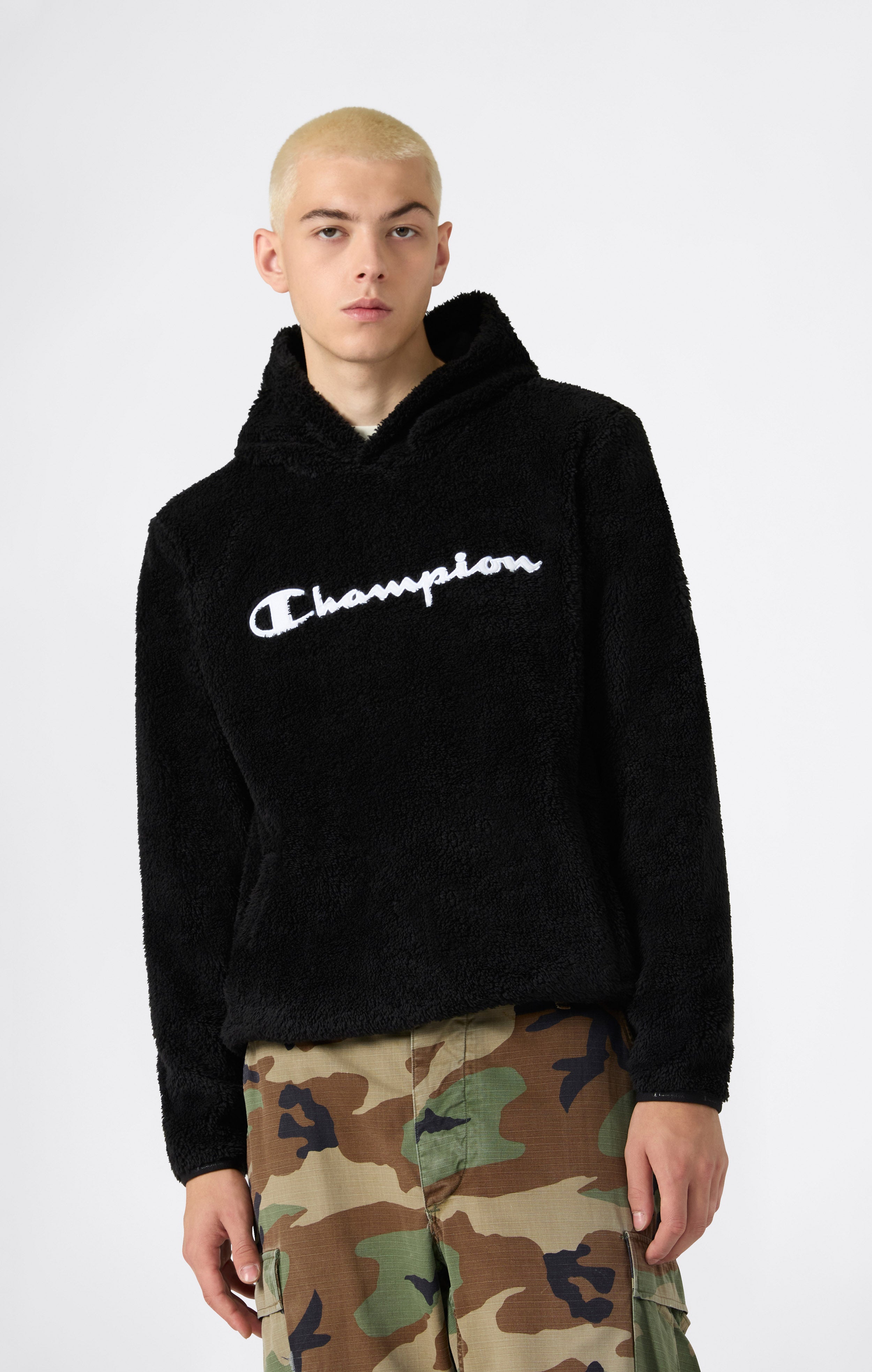 Men's Hooded Polar Teddy Top Black polar | Champion United Kingdom