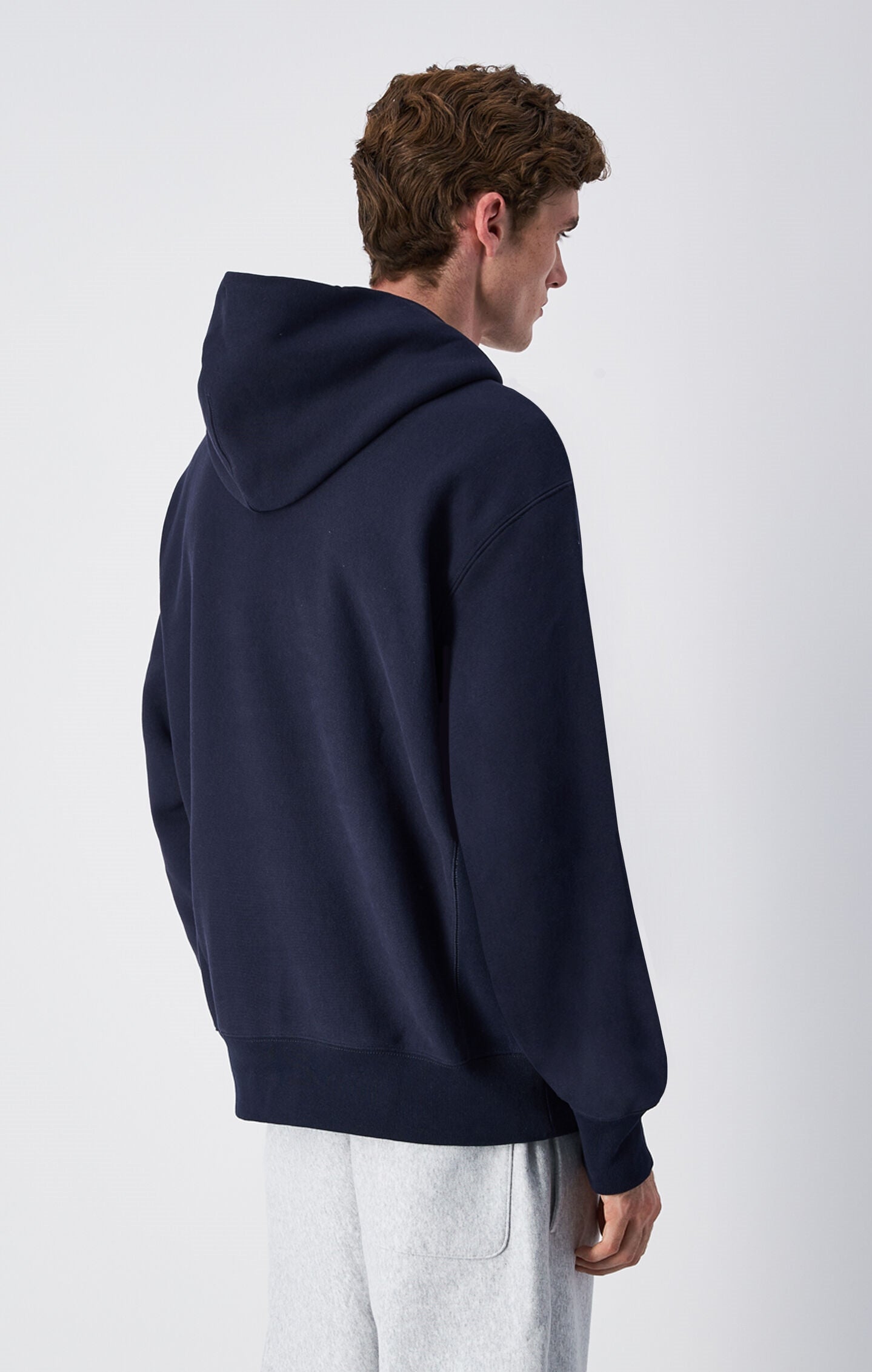 Felpa Pesante con Cappuccio e Interno Felpato Reverse Weave