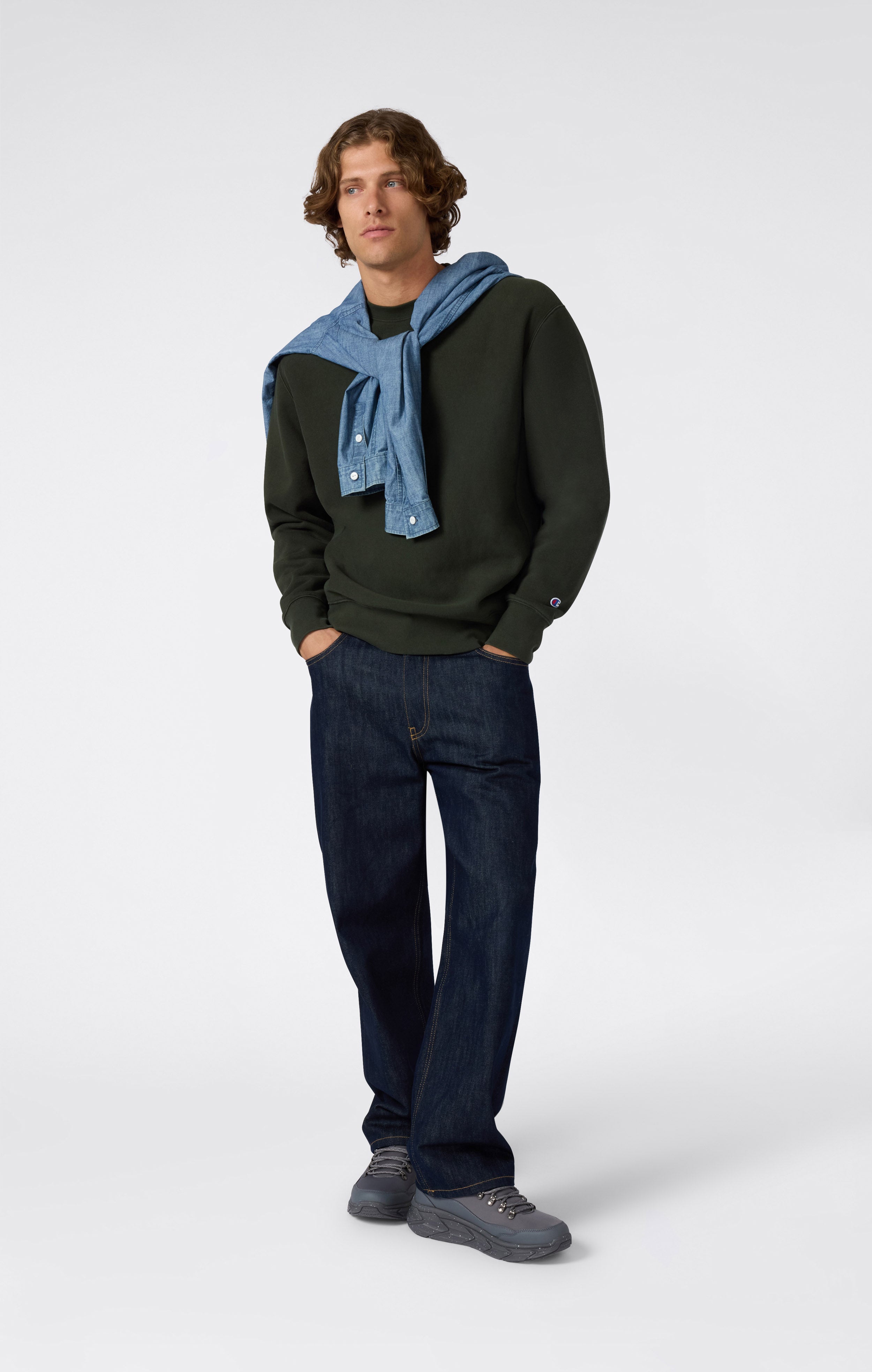 Schweres Herren-Sweatshirt mit Angerautem Innenmaterial Reverse Weave