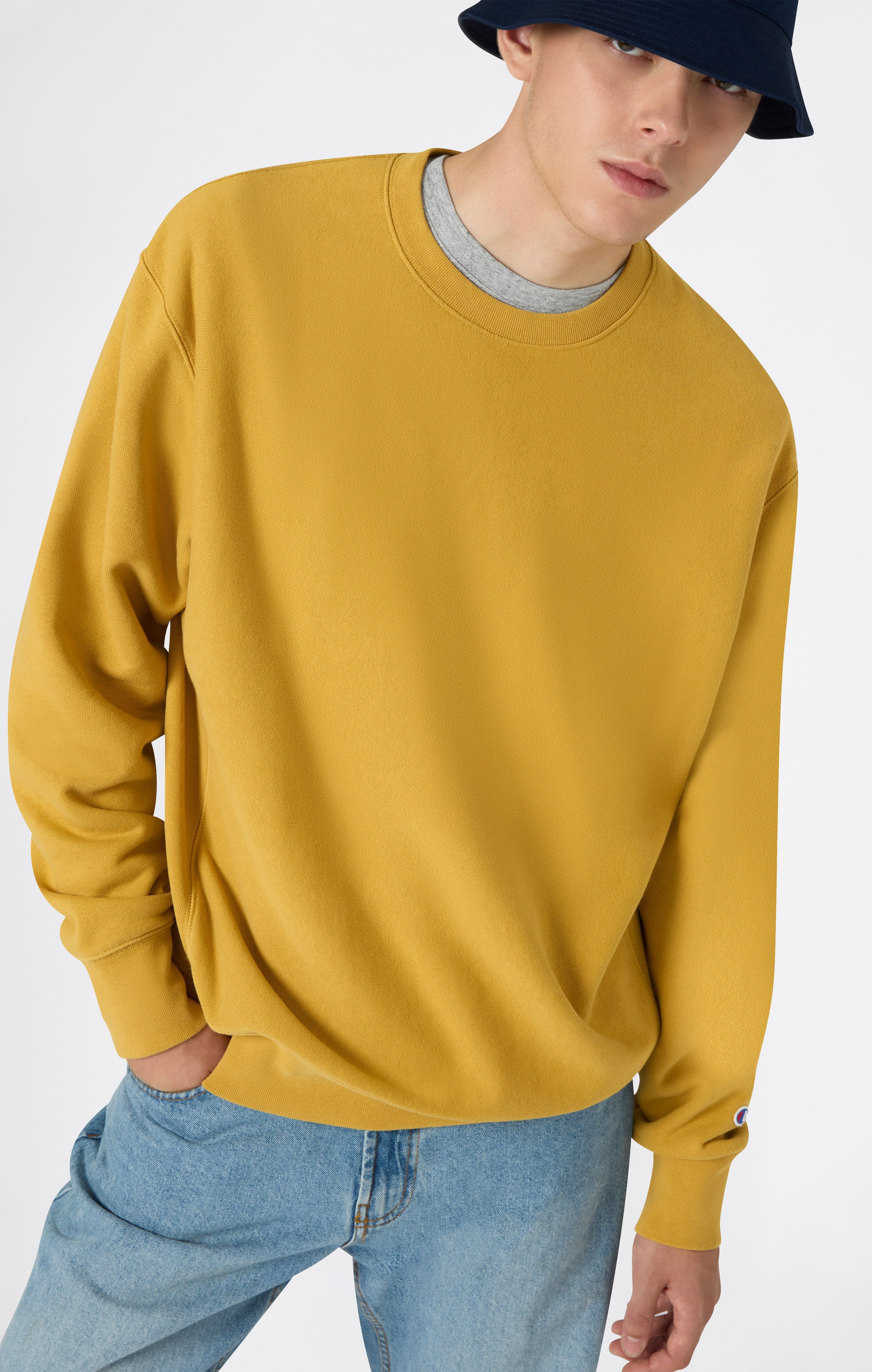 Men's Heavyweight Fleece Sweatshirt Reverse Weave Yellow rwss core