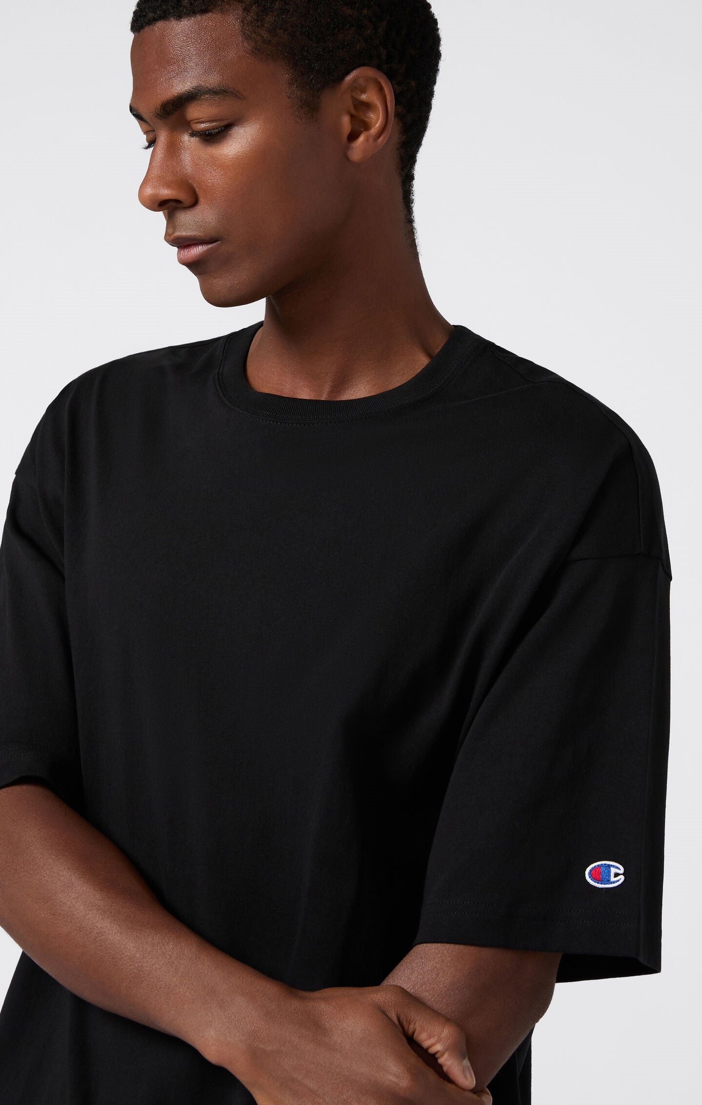 Tシャツ・カットソー CHAMPION Men T-shirt Black 220385 KK001 Champion CD100 T-Shirt with Custom Embroidery