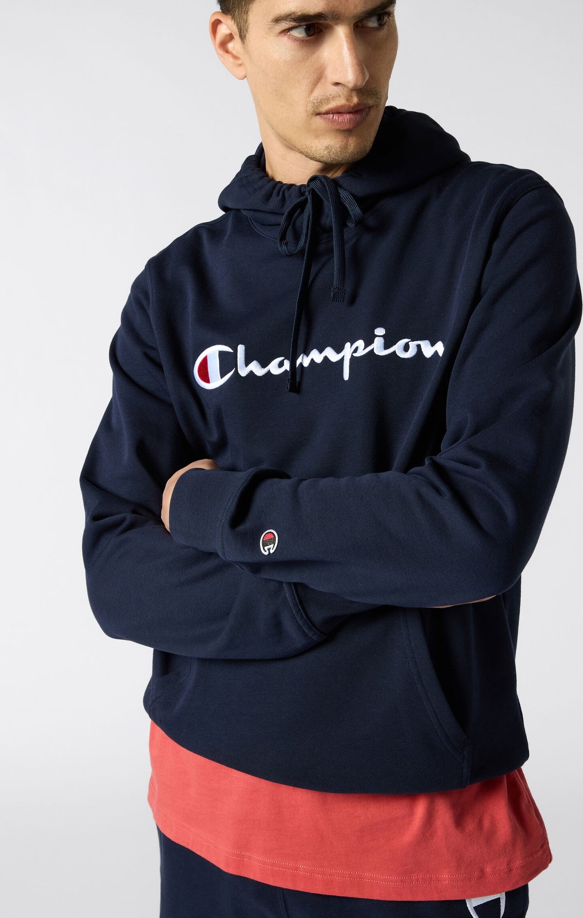 Men's Lightweight Slim Fit Hoodie with Large Embroidered Logo