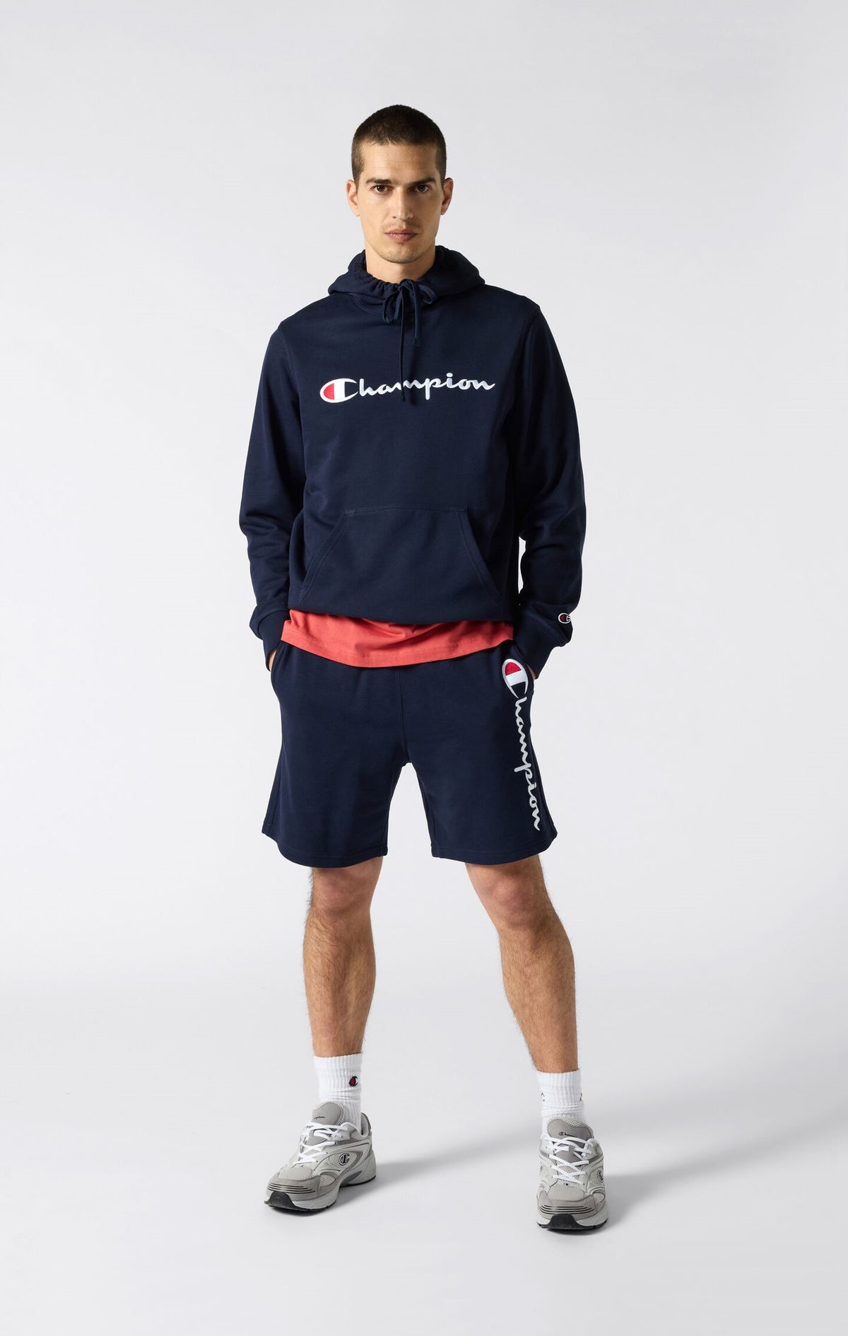 Men's Lightweight Slim Fit Hoodie with Large Embroidered Logo
