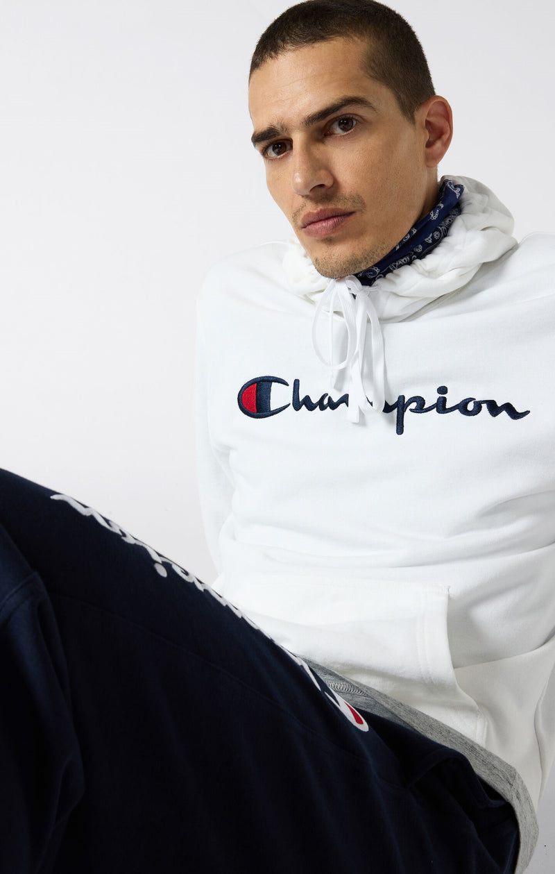 Felpa Slim Fit Leggera con cappuccio e logo grande ricamato da uomo