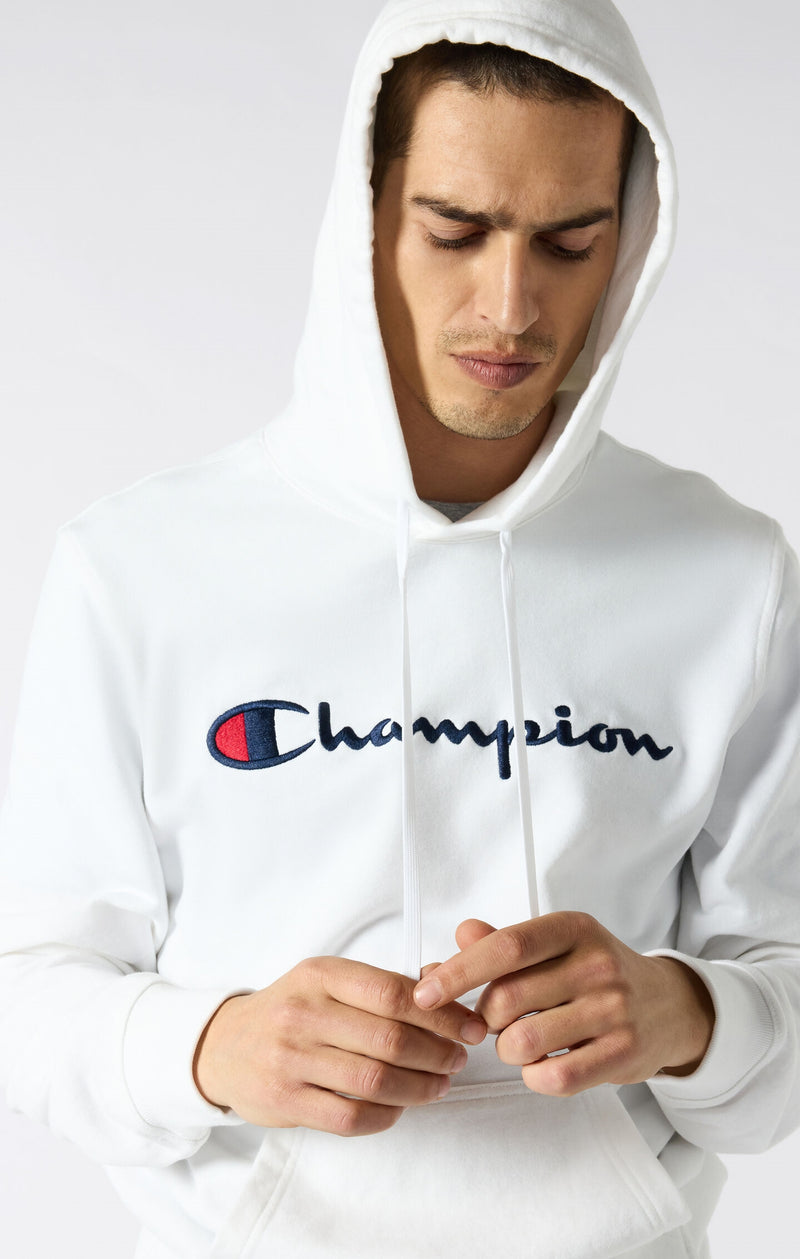 Felpa Slim Fit Leggera con cappuccio e logo grande ricamato da uomo
