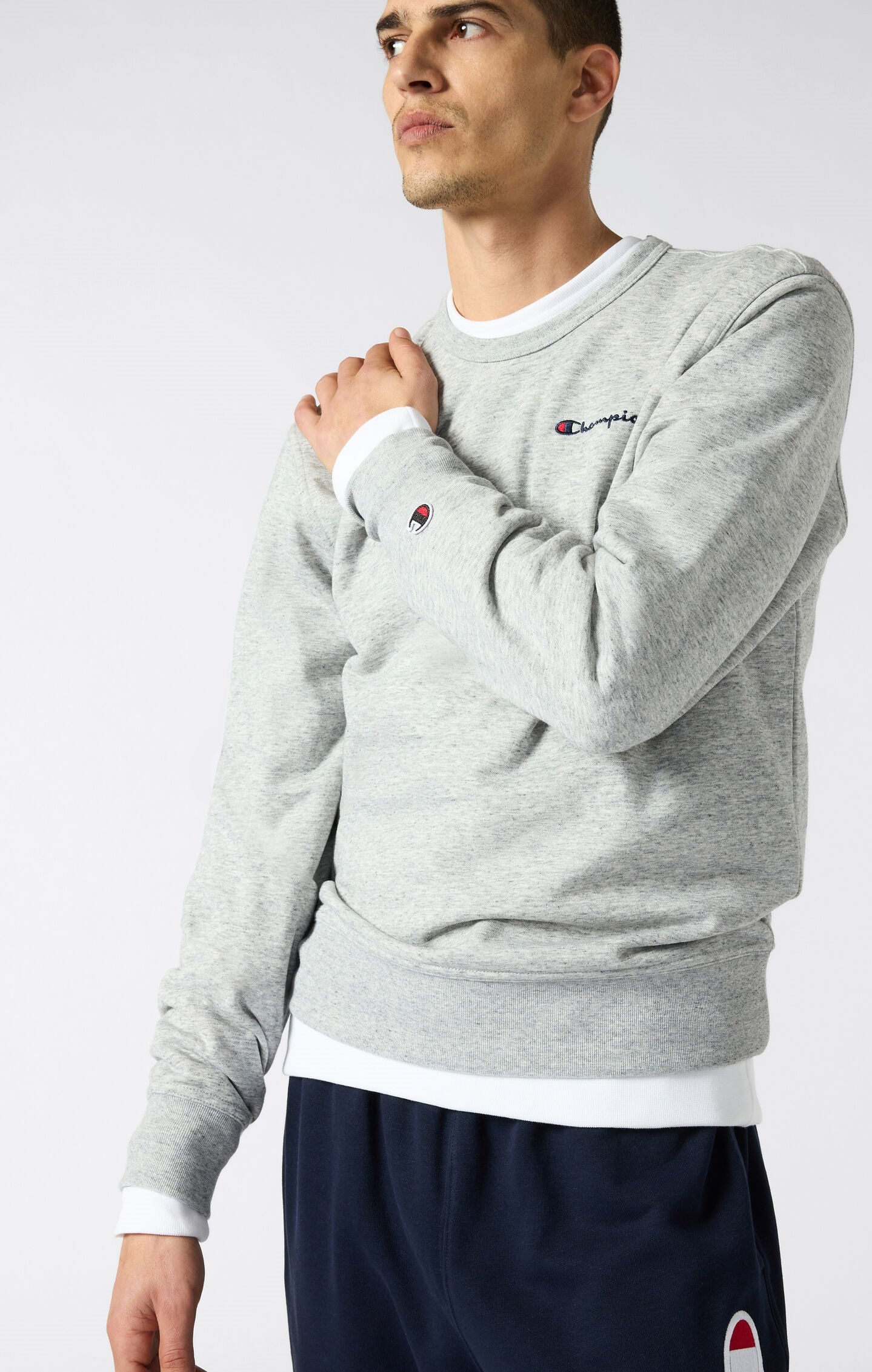 Men's Lightweight Slim Fit Sweatshirt with Small Embroidered Logo