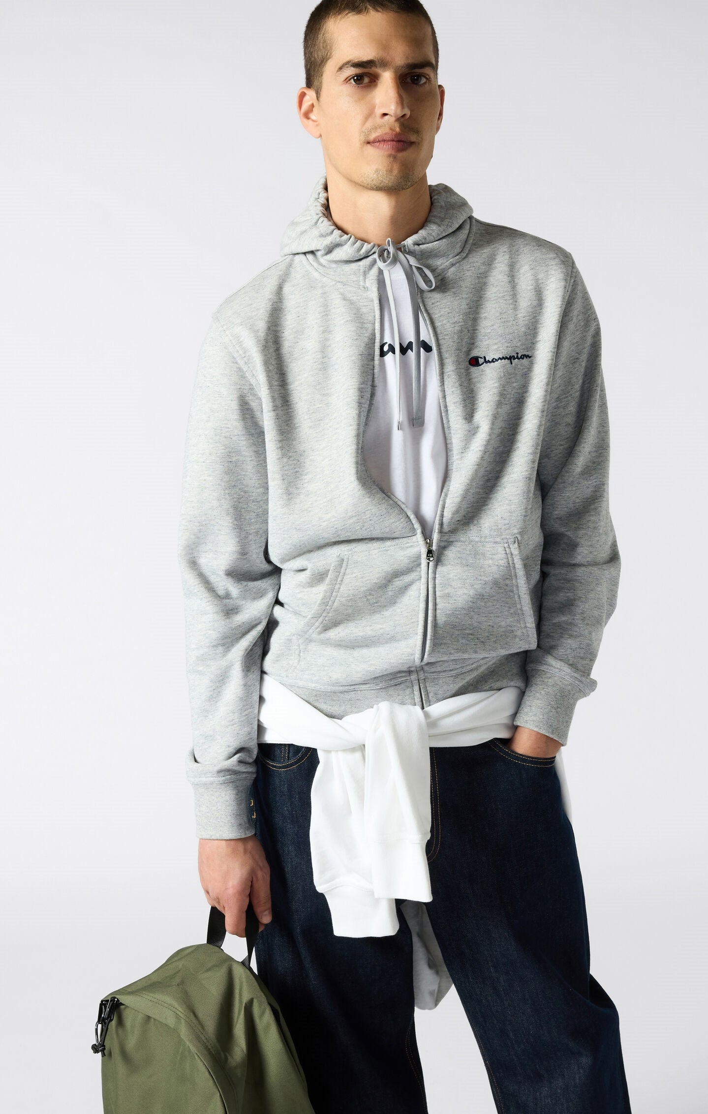 Men's Lightweight Slim Fit Hoodie with Full Zip and Small Logo