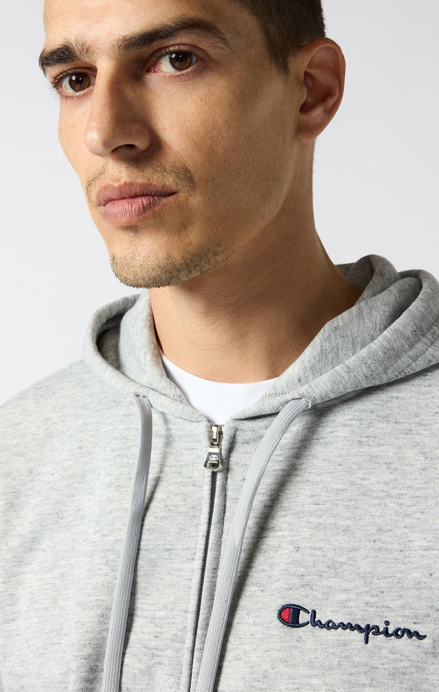 Men's Lightweight Slim Fit Hoodie with Full Zip and Small Logo