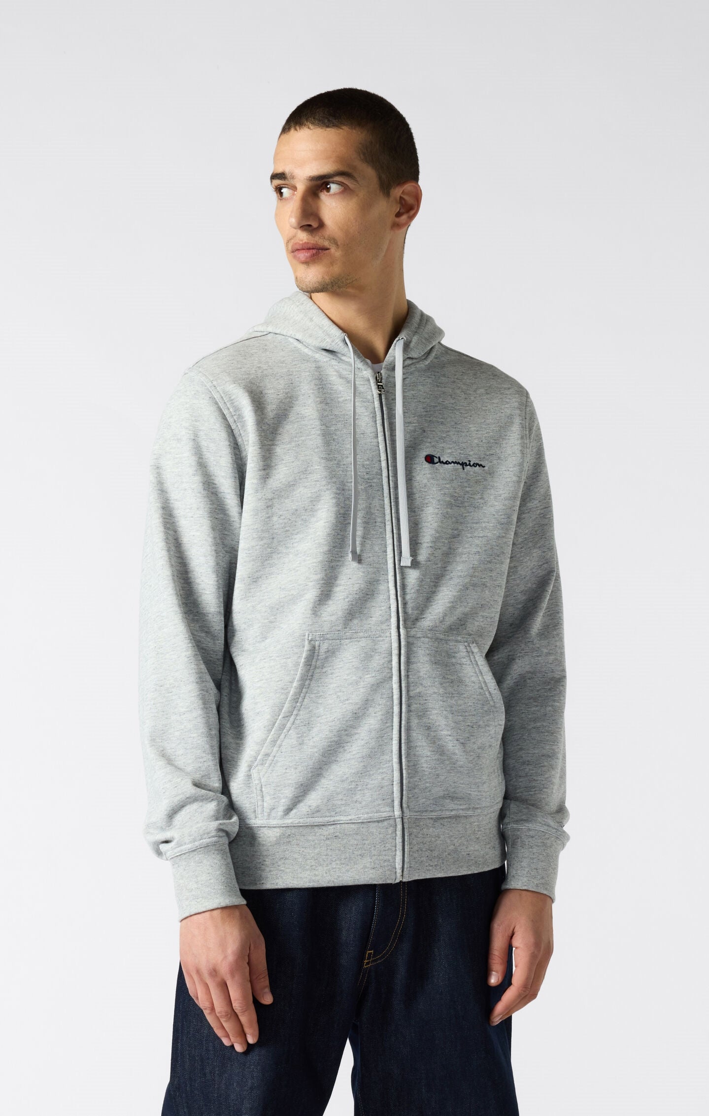 Men's Lightweight Slim Fit Hoodie with Full Zip and Small Logo