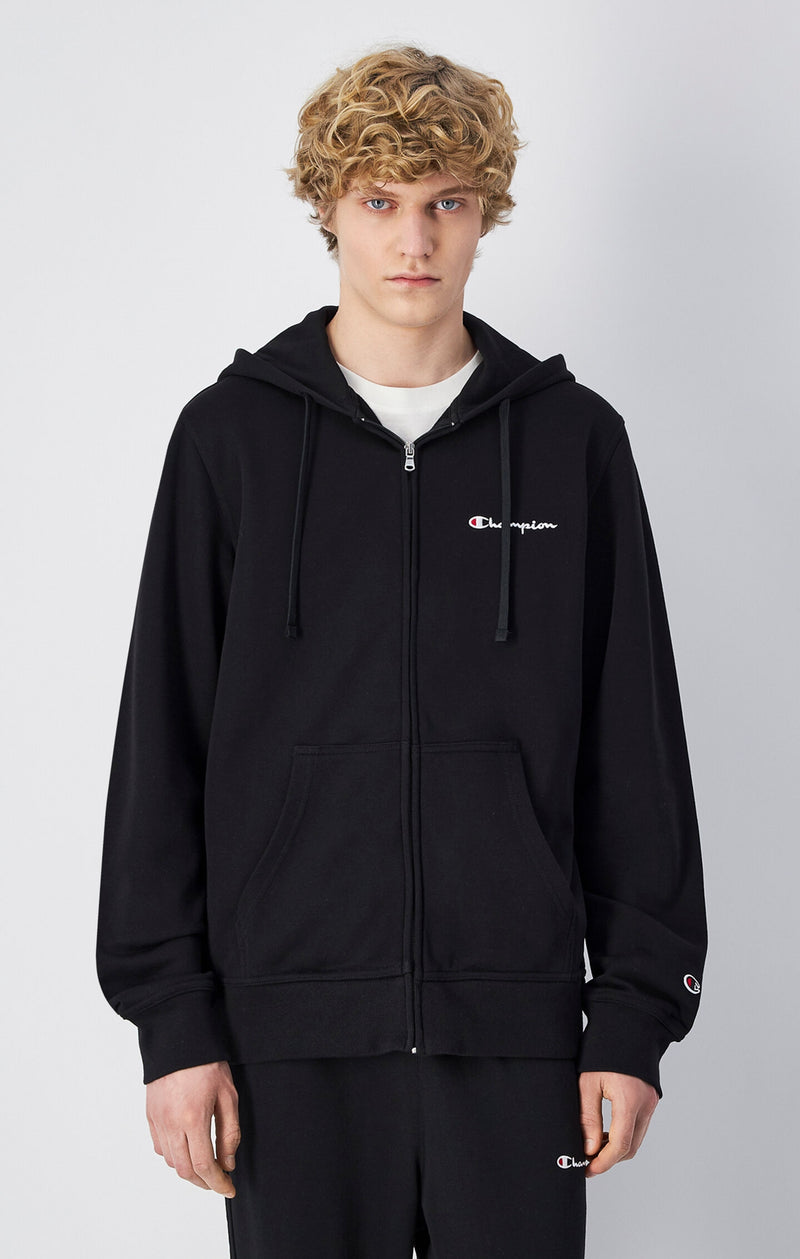 Men's Lightweight Slim Fit Hoodie with Full Zip and Small Logo