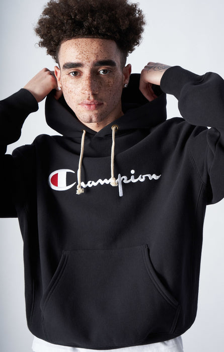 Embroidered Script Logo Reverse Weave Hoodie