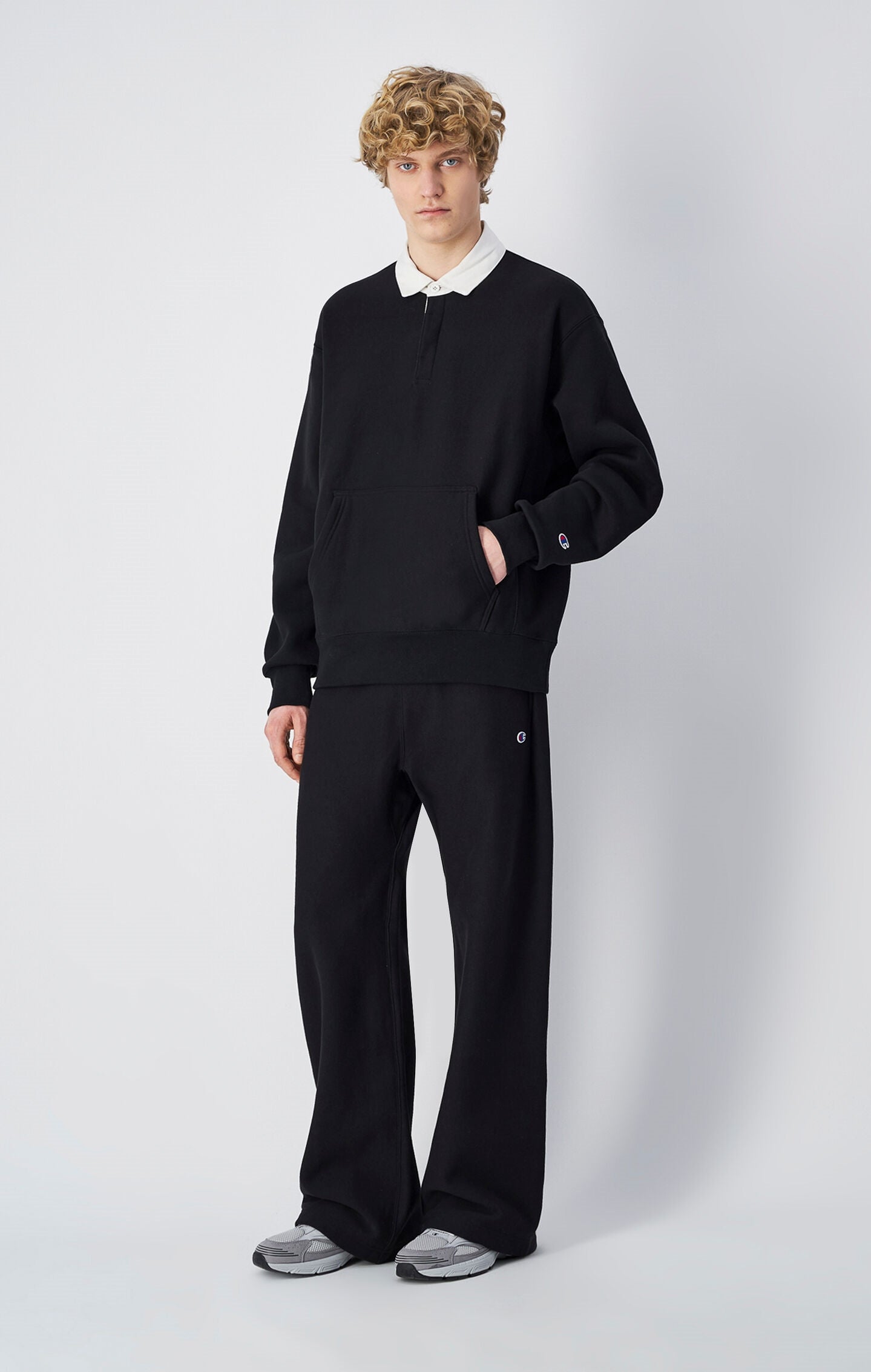 Reverse Weave Men's Polo Neck Sweatshirt