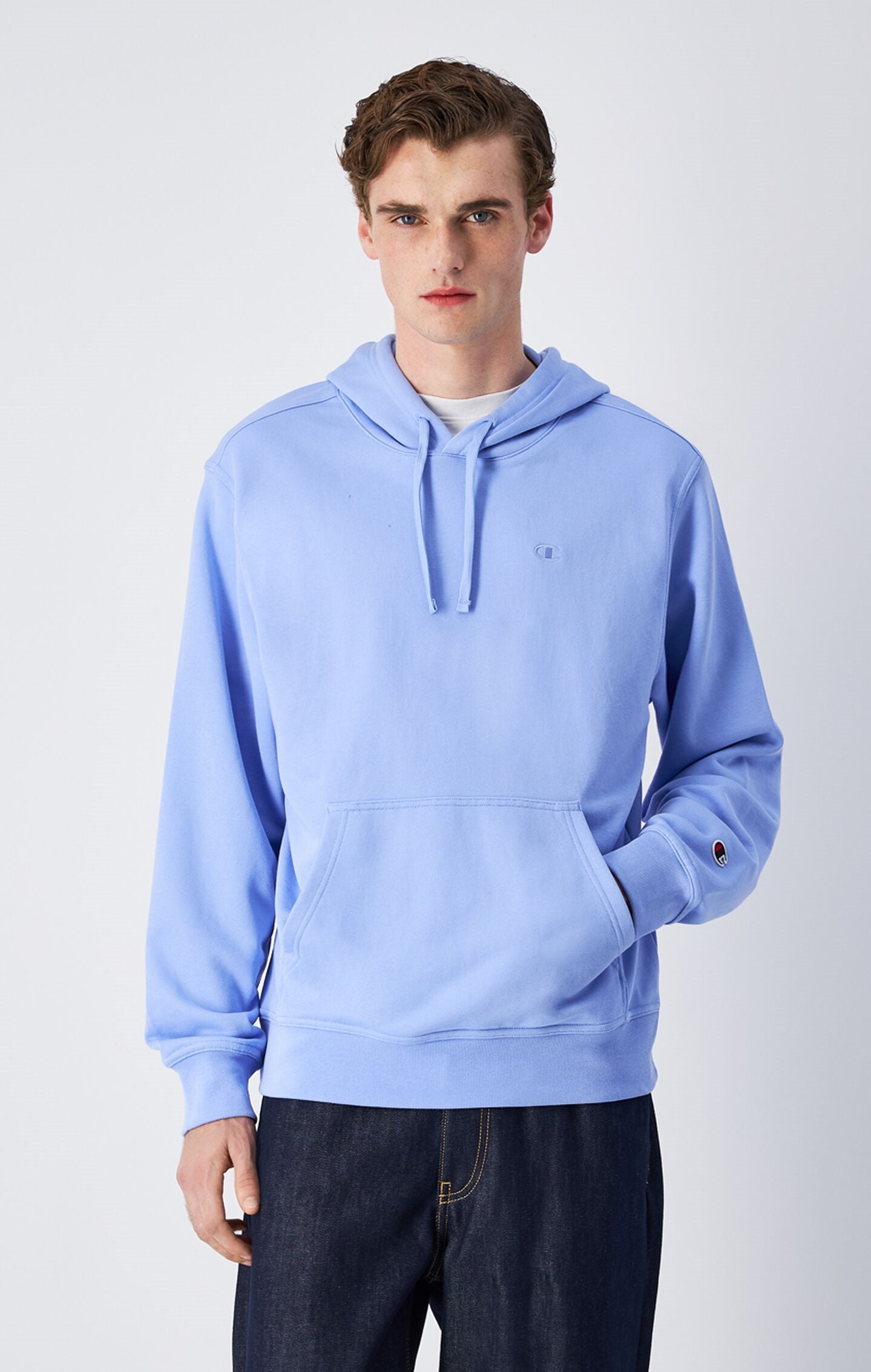 Men's Lightweight Hoodie with Embroidered C Logo Icons
