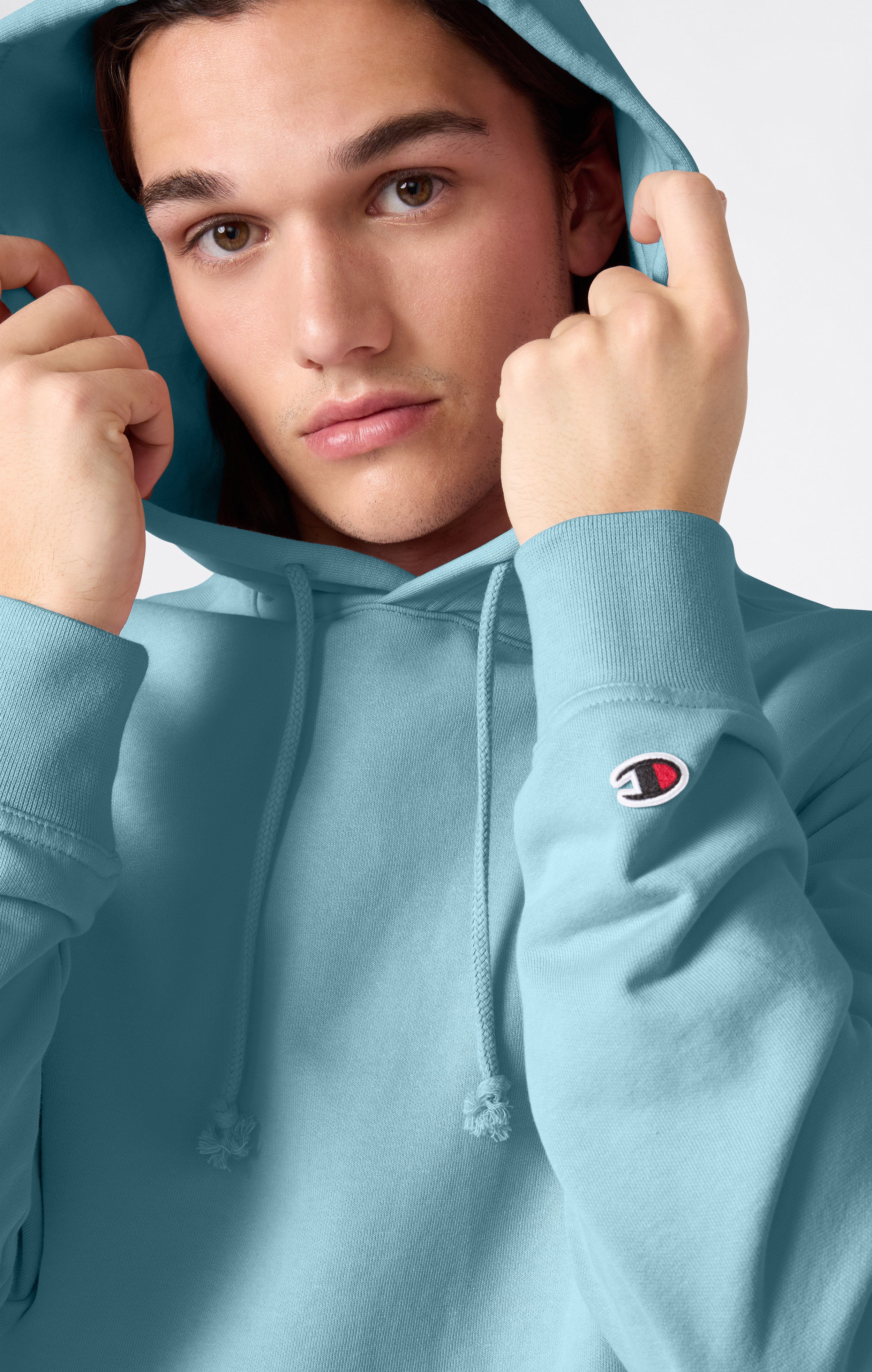 Men's Lightweight Hoodie with Embroidered C Logo Icons