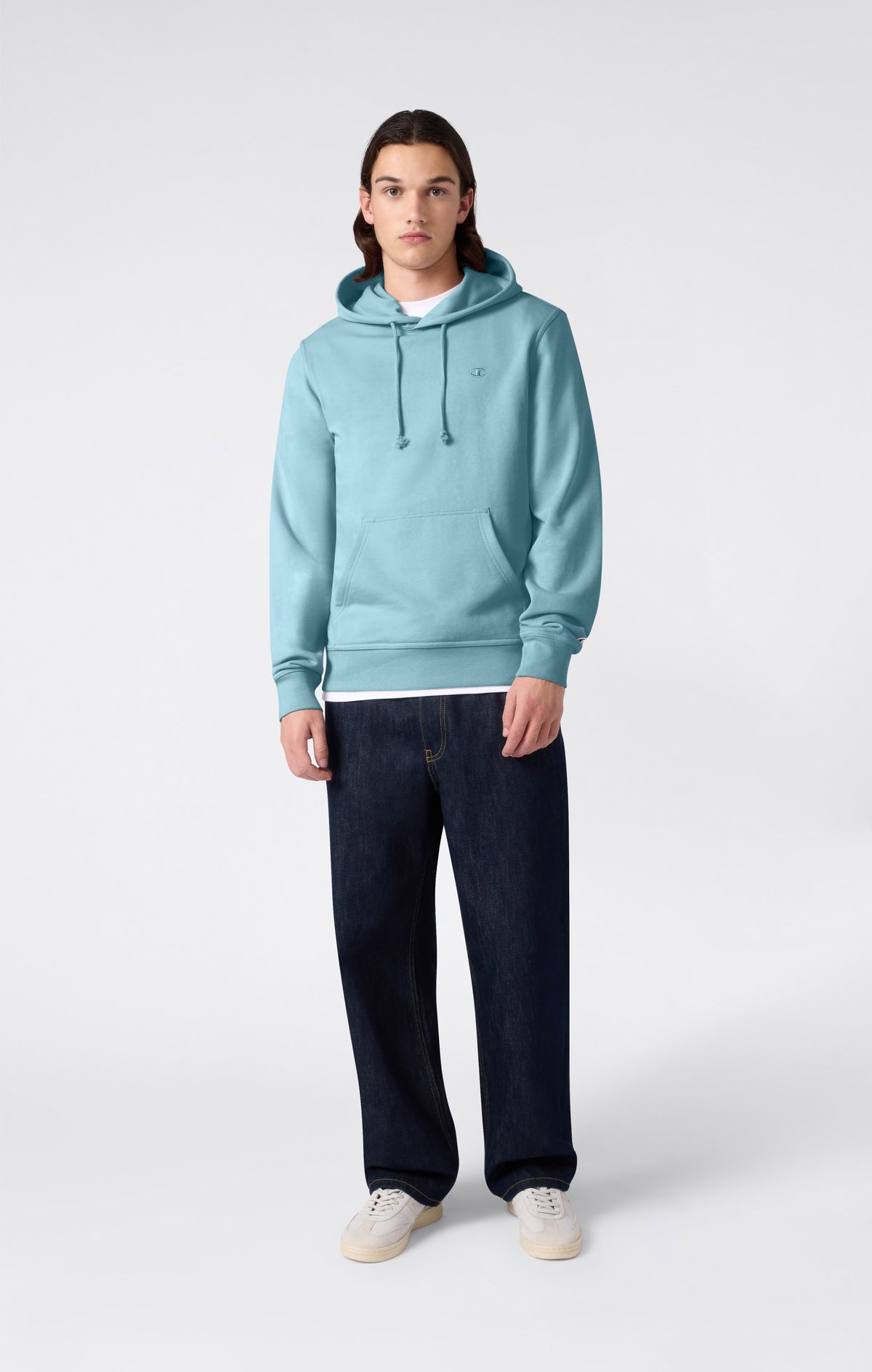 Men's Lightweight Hoodie with Embroidered C Logo Icons Pastel Blue ...