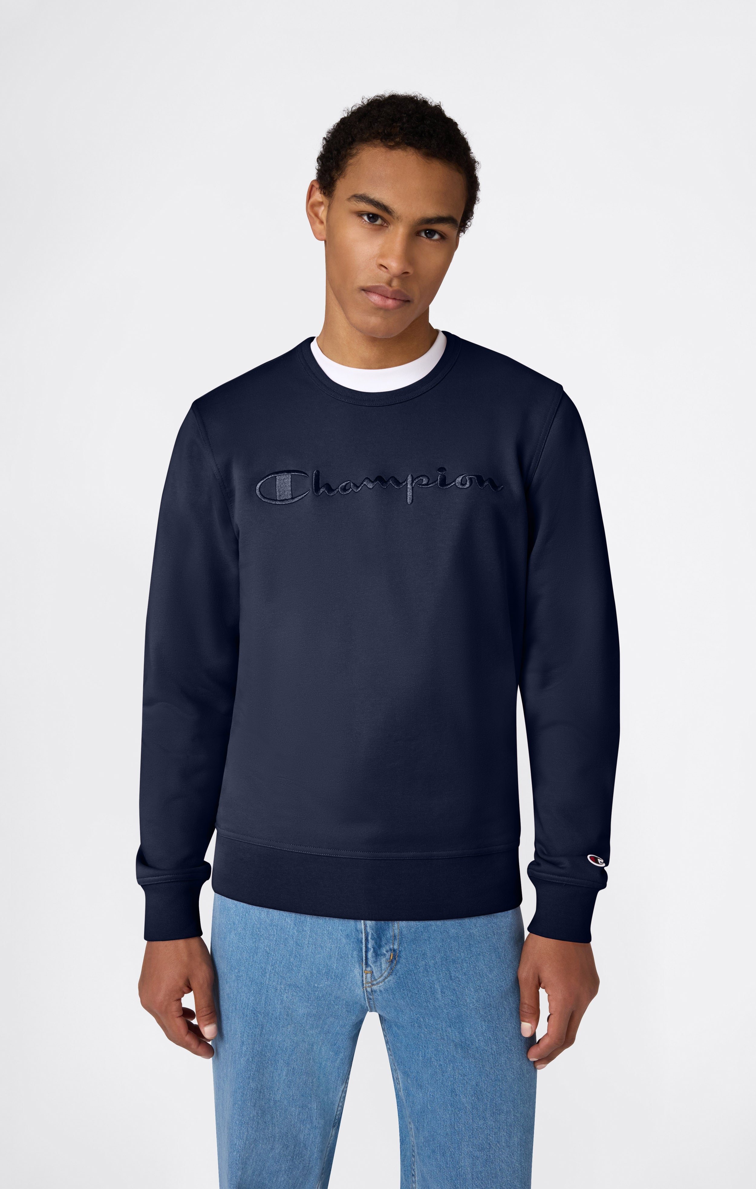 Men’s Lightweight Crewneck Sweatshirt with Tonal Logo Icons
