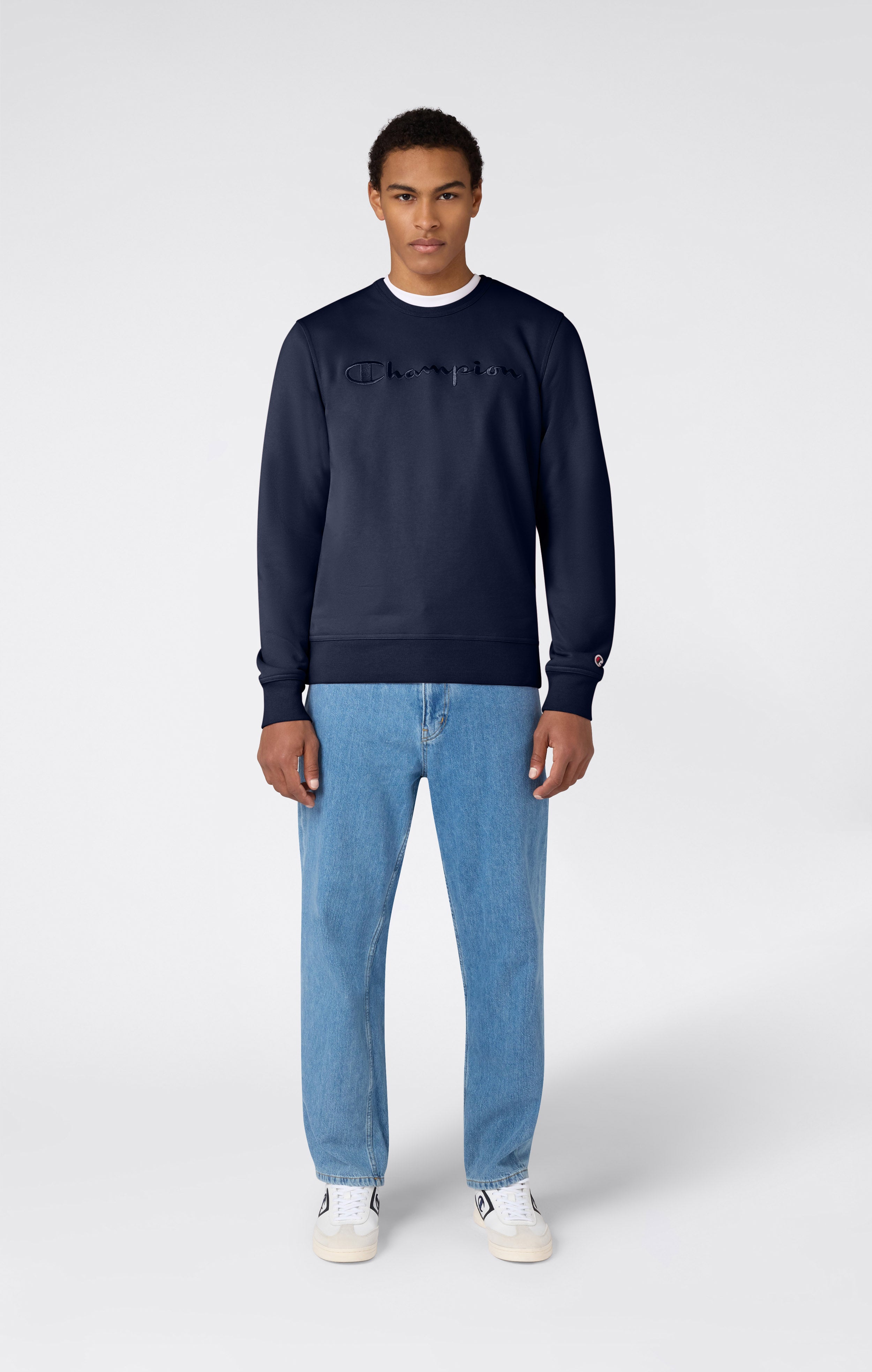 Men’s Lightweight Crewneck Sweatshirt with Tonal Logo Icons