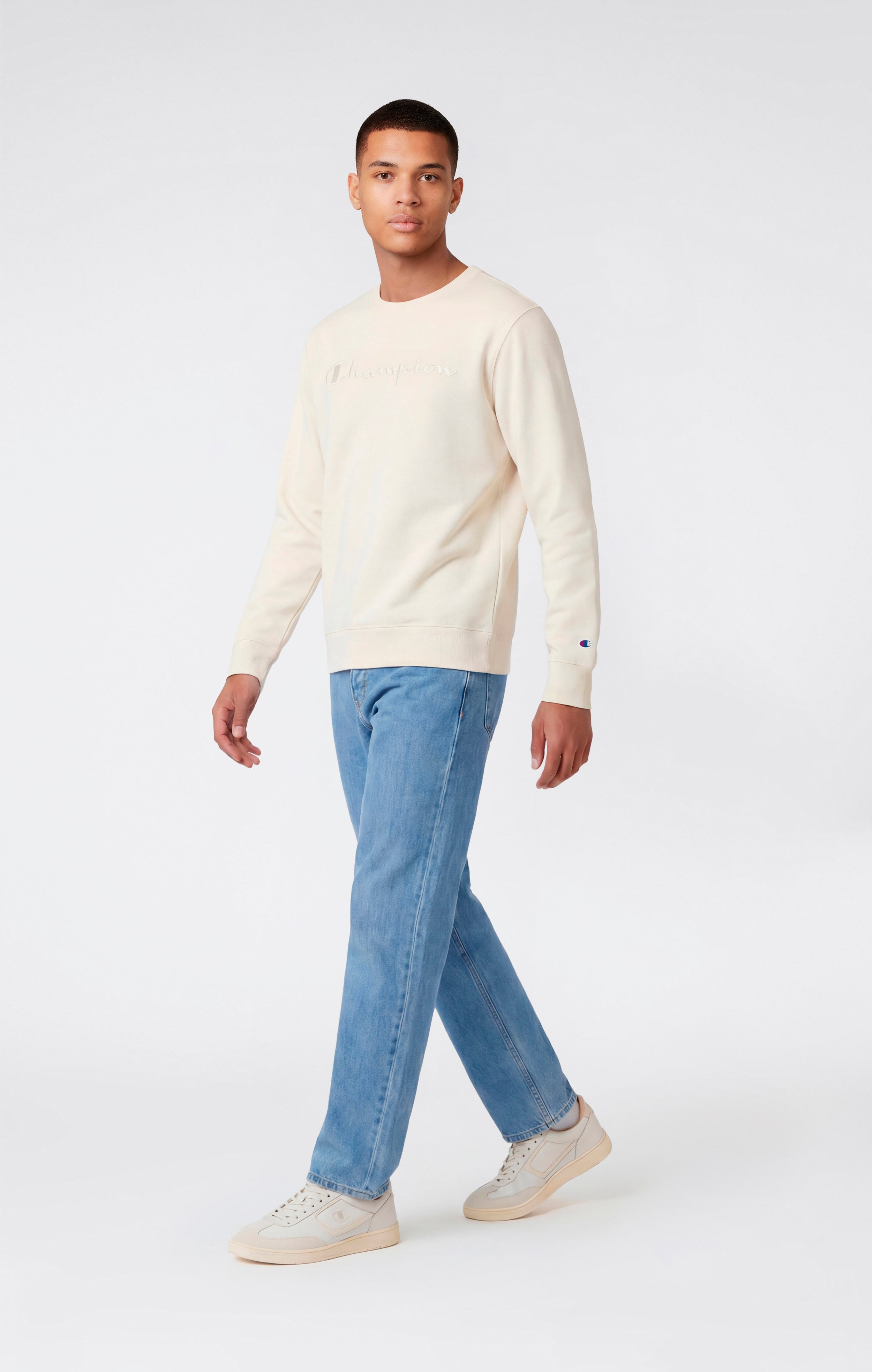 Men’s Lightweight Crewneck Sweatshirt with Tonal Logo Icons