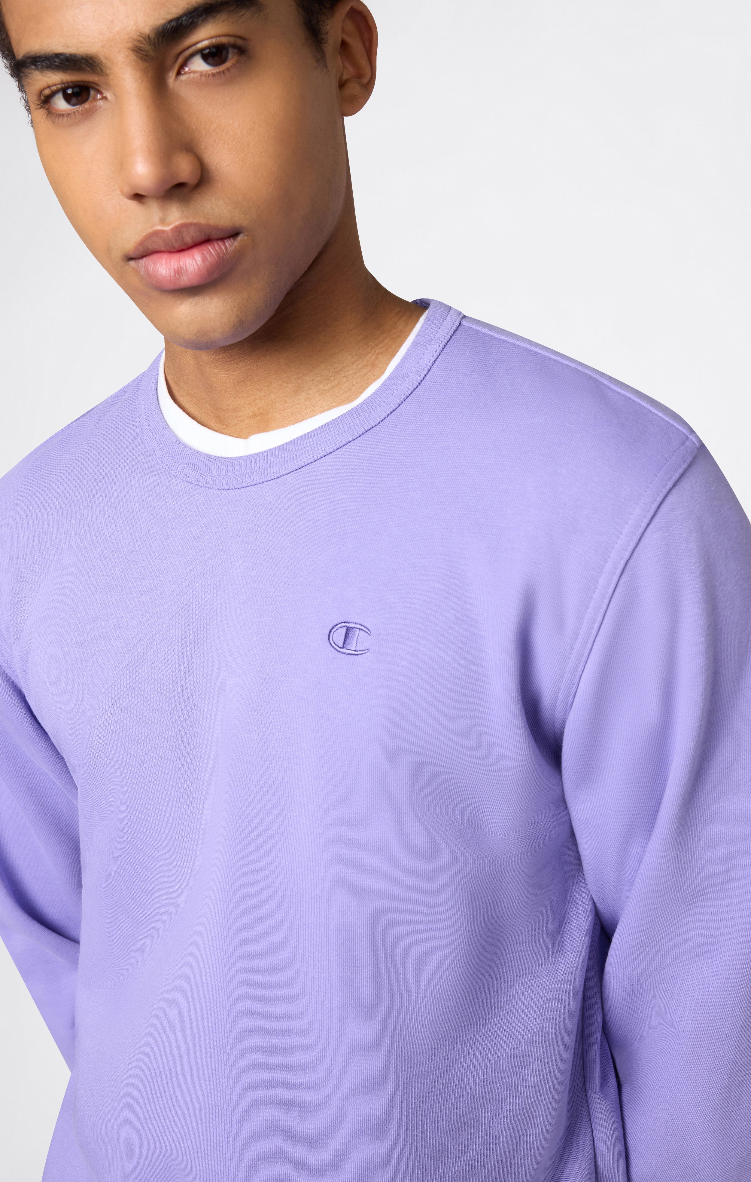 Men's Lightweight Sweatshirt with Tone-on-Tone Embroidered Logo