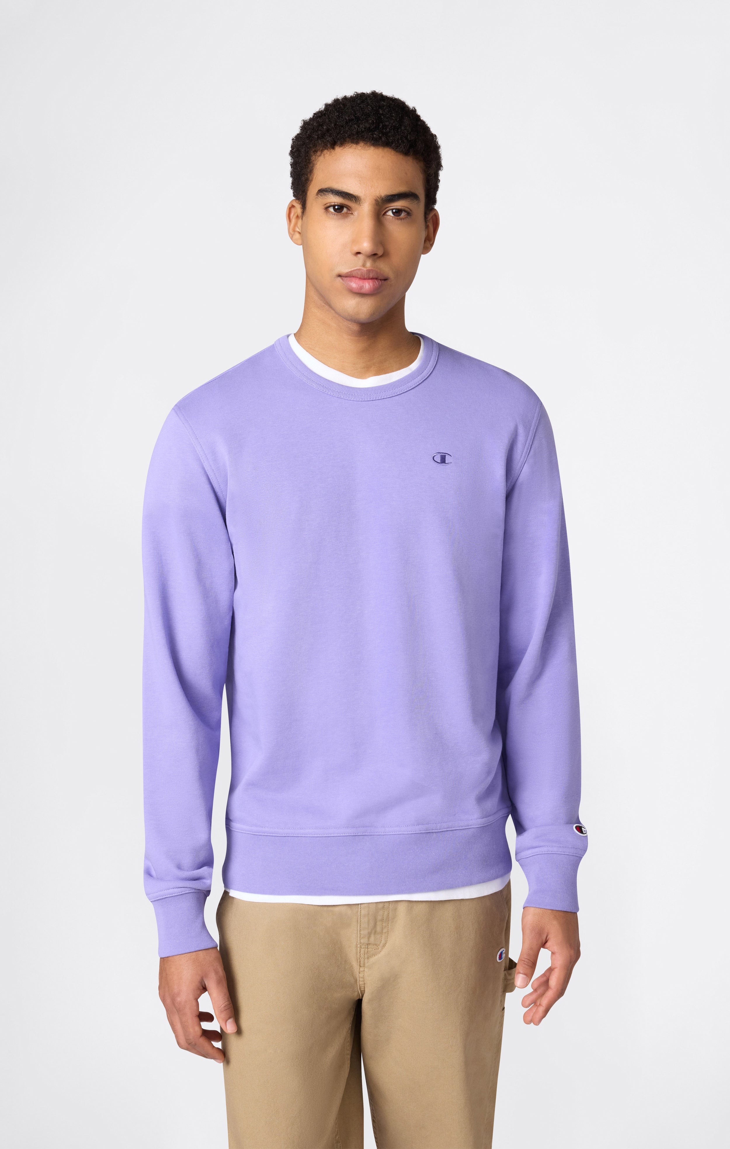 Men's Lightweight Sweatshirt with Tone-on-Tone Embroidered Logo