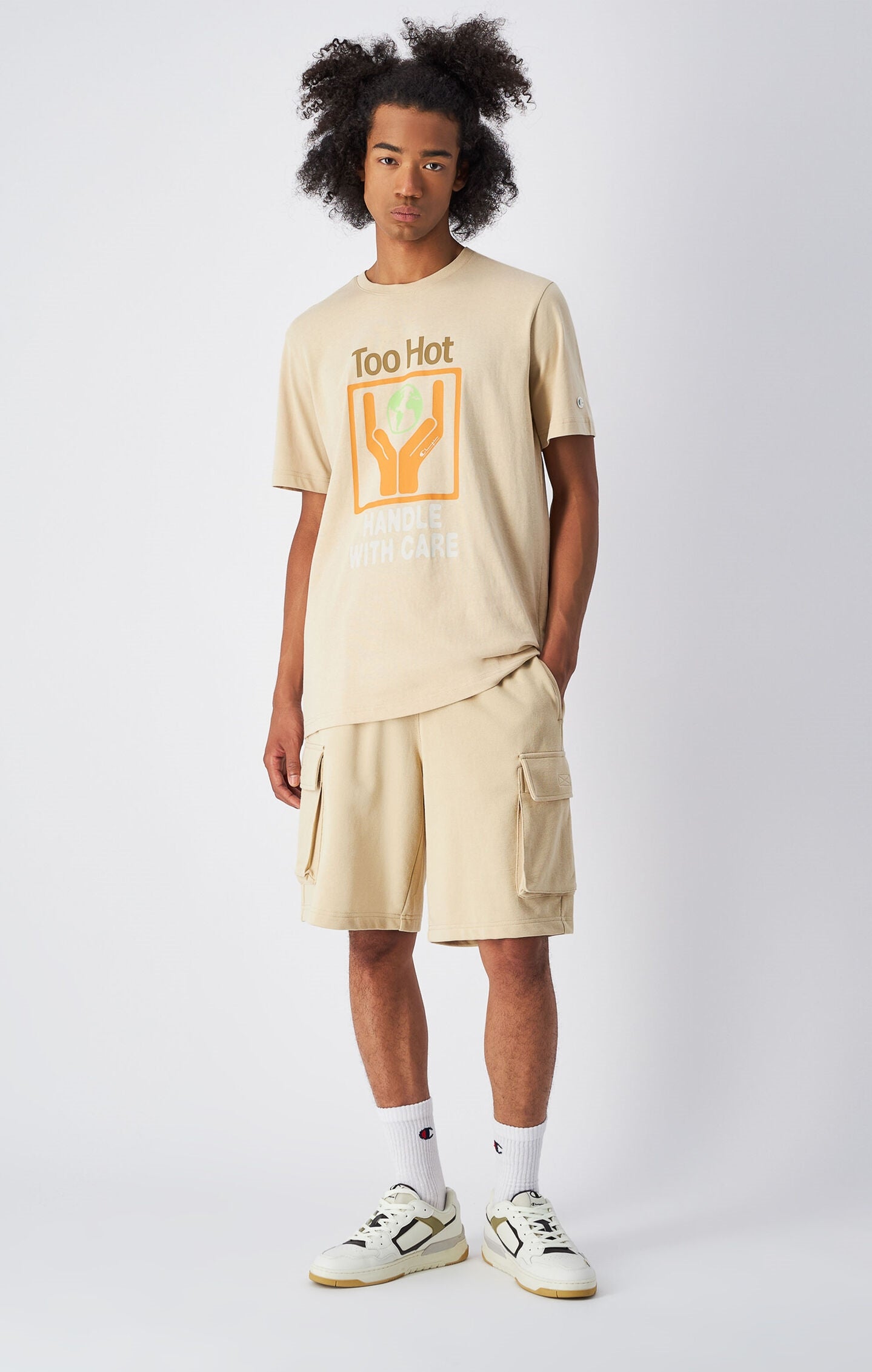 Pantaloncini Cargo Leggeri in French Terry Da Uomo