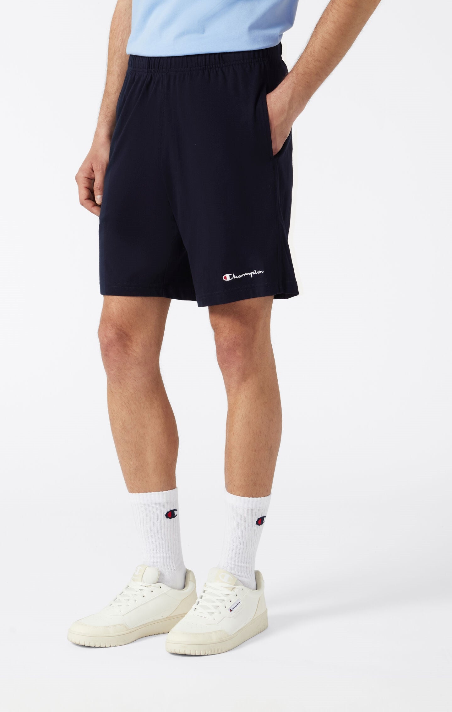 Men's Bermuda Shorts with Small Embroidered Logo Icons