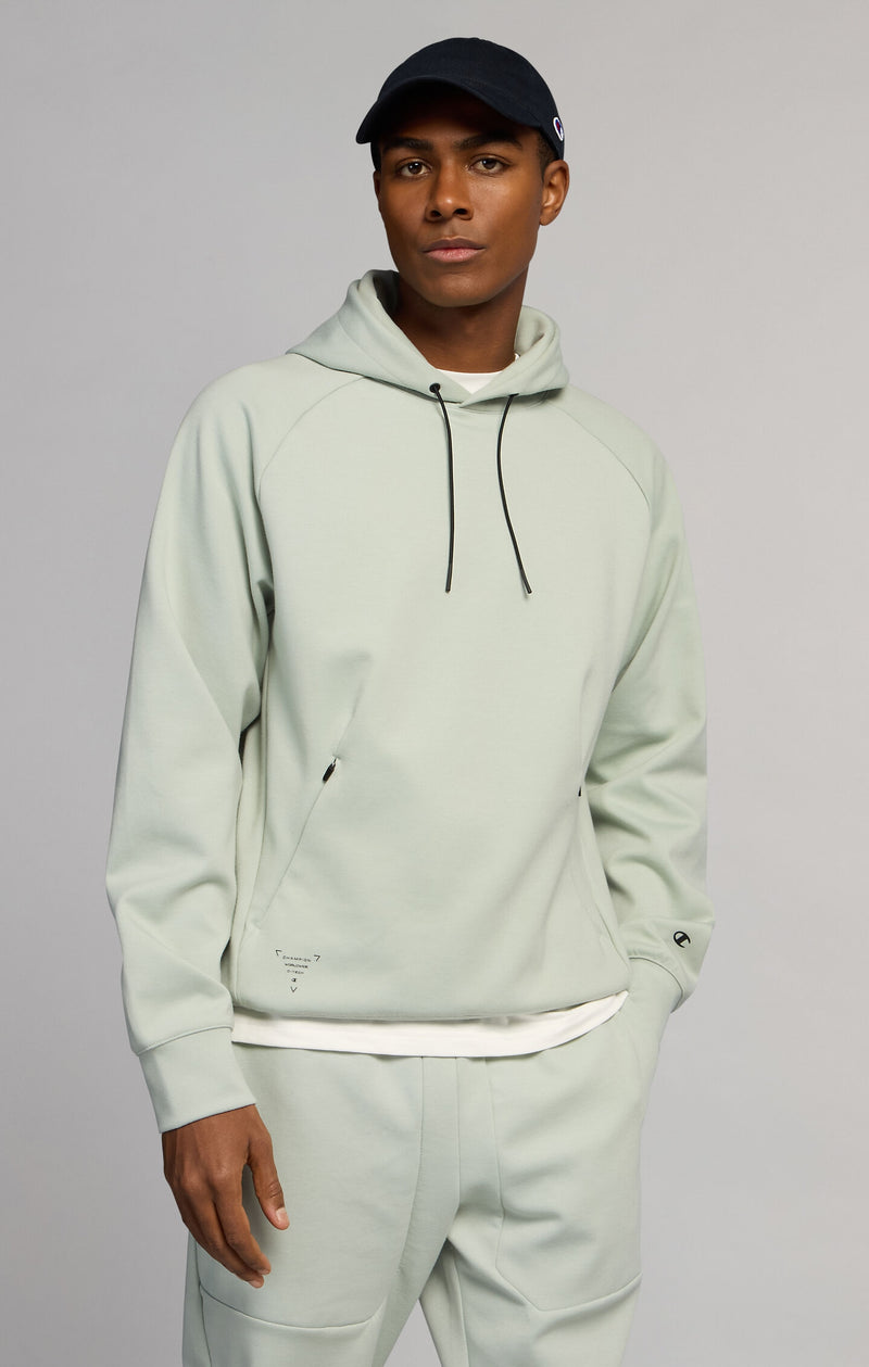 Sweat à Capuche Homme Coupe Slim en Interlock Stretch C-Tech Vert