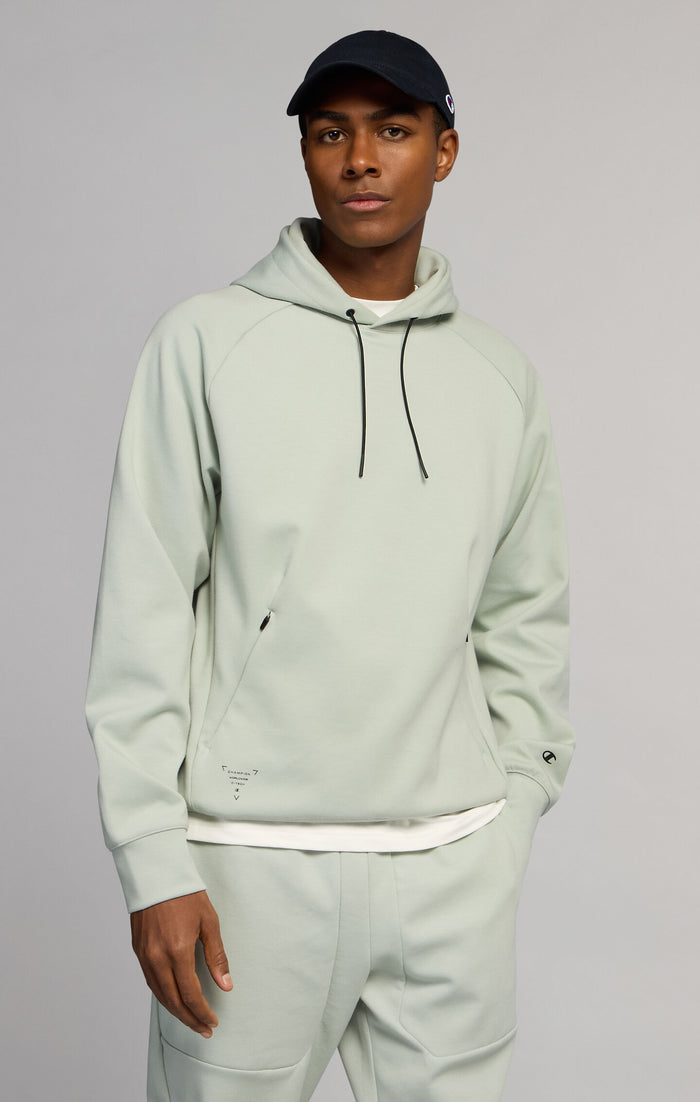 Men's Slim Fit Hooded Sweatshirt in Stretch Interlock C-Tech