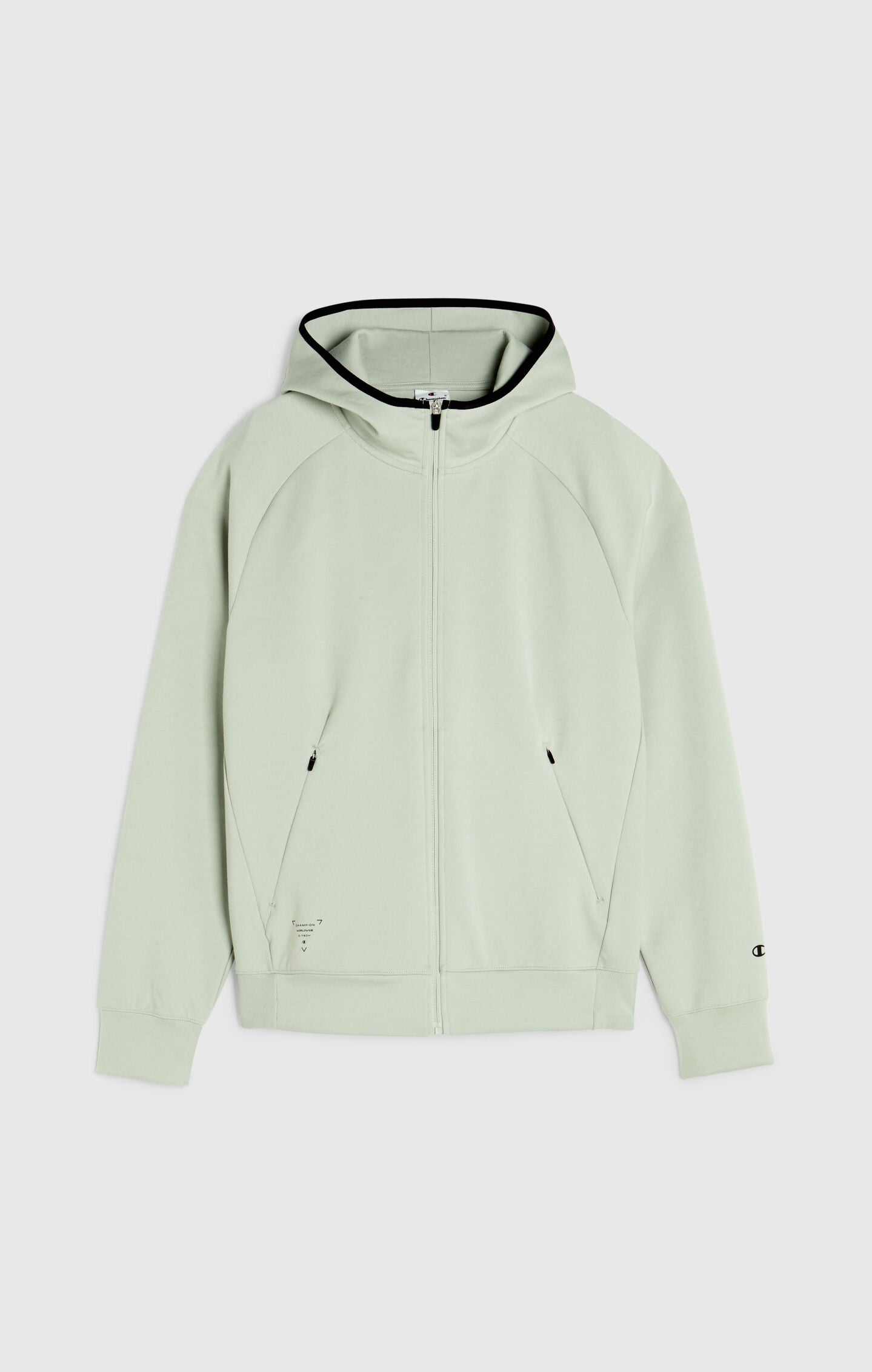 Men's Slim Fit Hooded Zip Sweatshirt in Stretch Interlock C-Tech