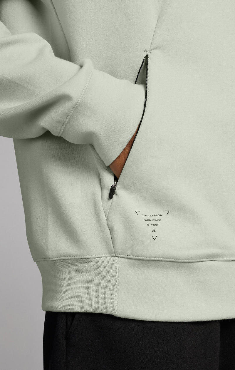 Sweat Zippé à Capuche Homme Coupe Slim en Interlock Stretch C-Tech