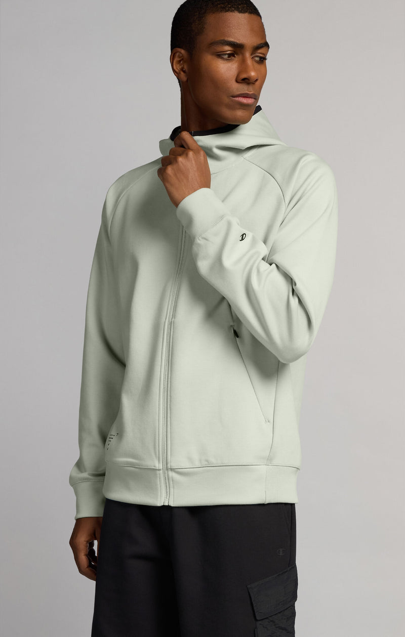 Sweat Zippé à Capuche Homme Coupe Slim en Interlock Stretch C-Tech
