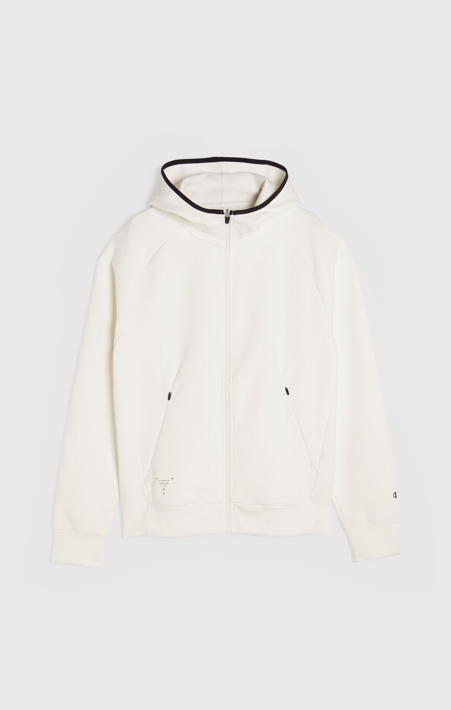 Men's Slim Fit Hooded Zip Sweatshirt in Stretch Interlock C-Tech